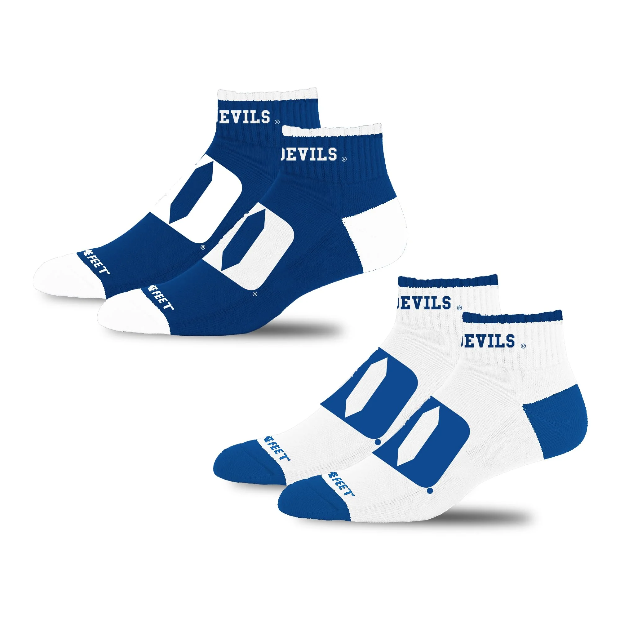 For Bare Feet NCAA DUKE BLUE DEVILS Front and Center 2 Pack Team Colors Large - Image 3