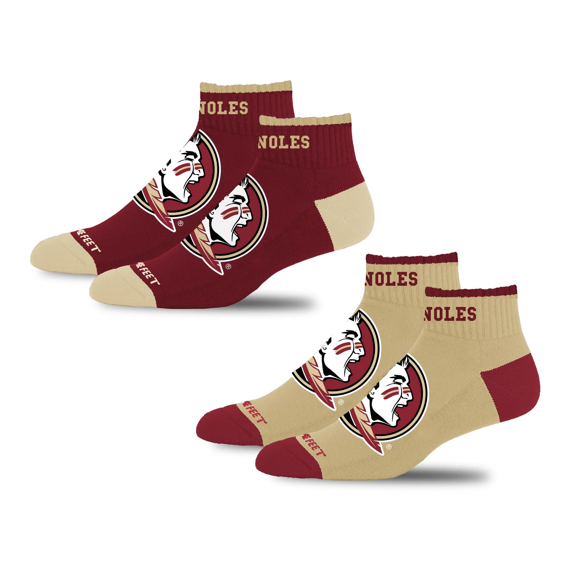 For Bare Feet NCAA FLORIDA STATE SEMINOLES Front and Center 2 Pack Team Colors Large - Image 3