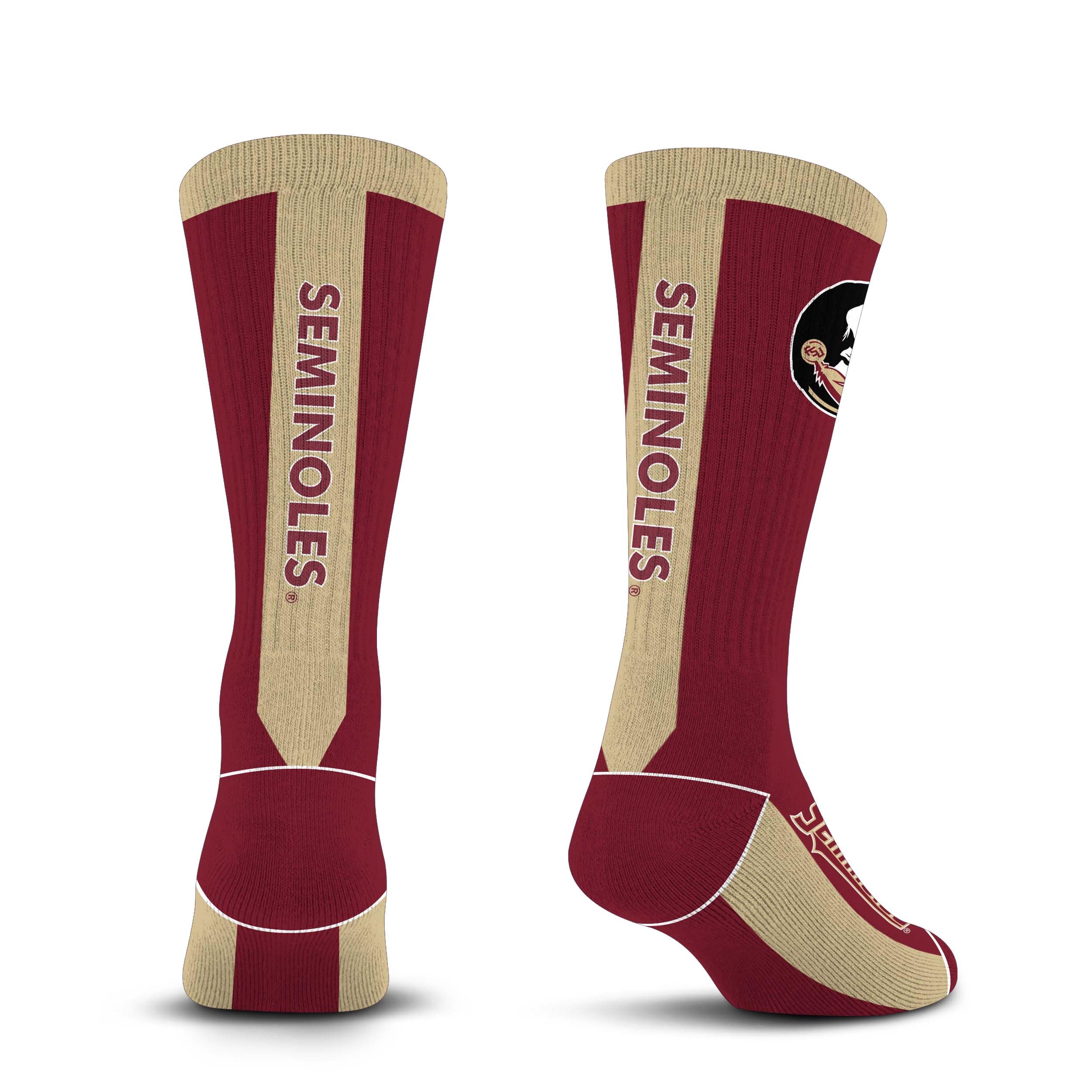 For Bare Feet NCAA FLORIDA STATE SEMINOLES MVP Crew Sock Team Color Large
