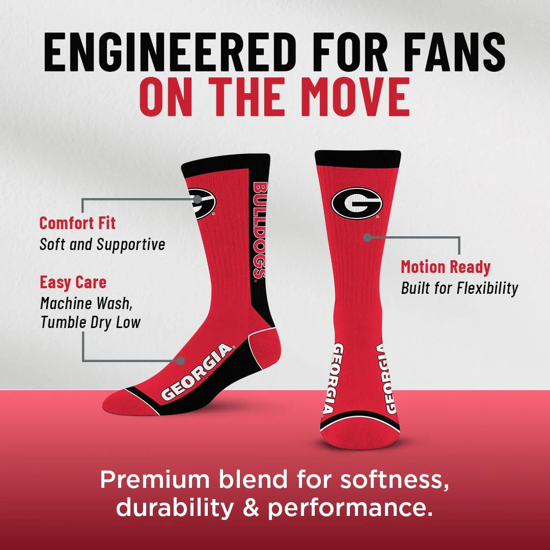For Bare Feet NCAA GEORGIA BULLDOGS MVP Crew Sock Team Color Large - Image 6