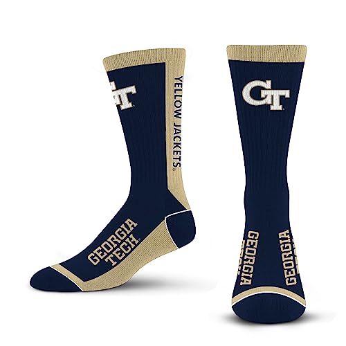 For Bare Feet NCAA GEORGIA TECH YELLOW JACKETS MVP Crew Sock Team Color Large - Image 4