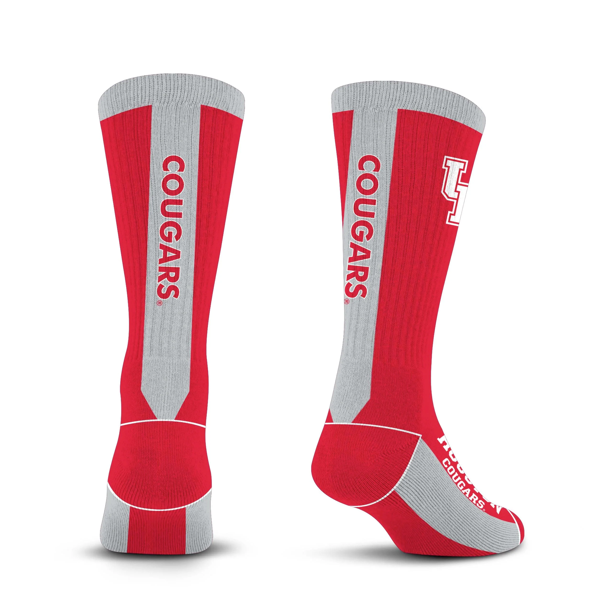 For Bare Feet NCAA HOUSTON COUGARS MVP Crew Sock Team Color Large