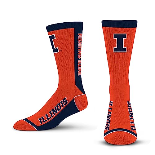 For Bare Feet NCAA ILLINOIS FIGHTING ILLINI MVP Crew Sock Team Color Large - Image 4