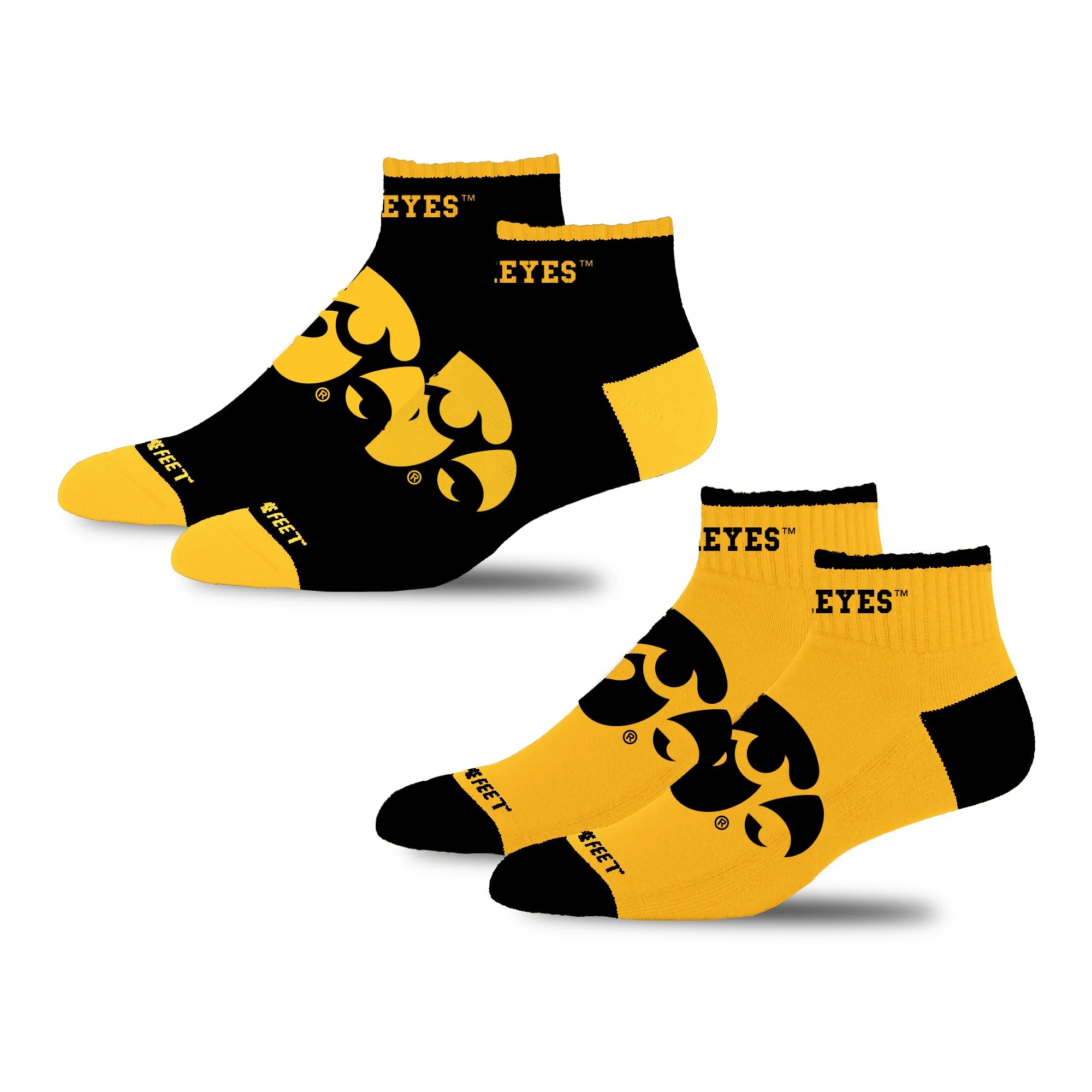 For Bare Feet NCAA IOWA HAWKEYES Front and Center 2 Pack Team Colors Large - Image 3