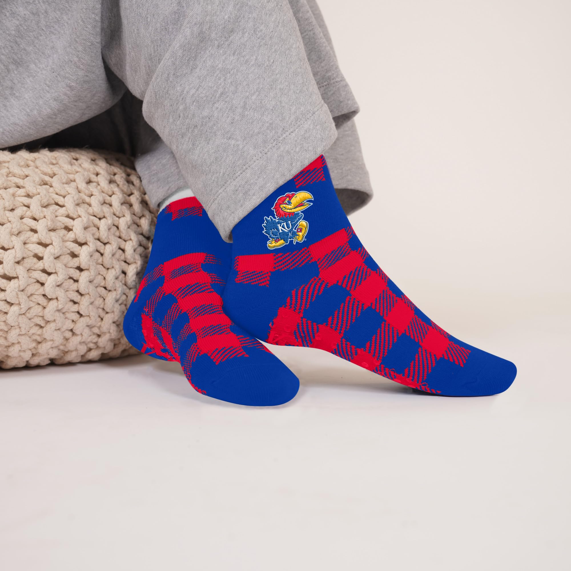 For Bare Feet NCAA KANSAS JAYHAWKS Cozy Buff Plush Cabin Sock Team Color OSFM - Image 3