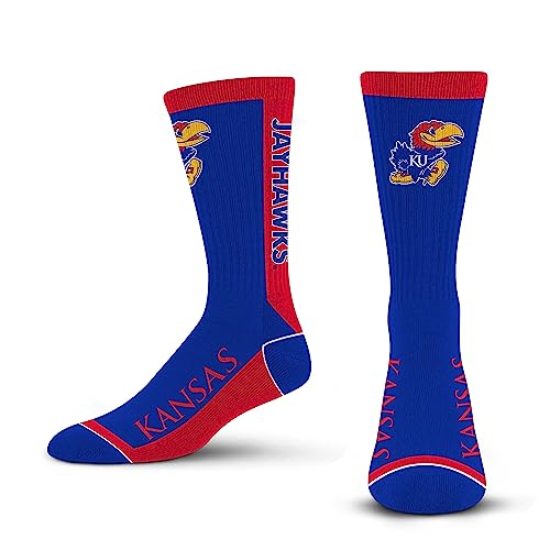 For Bare Feet NCAA KANSAS JAYHAWKS MVP Crew Sock Team Color Large - Image 4
