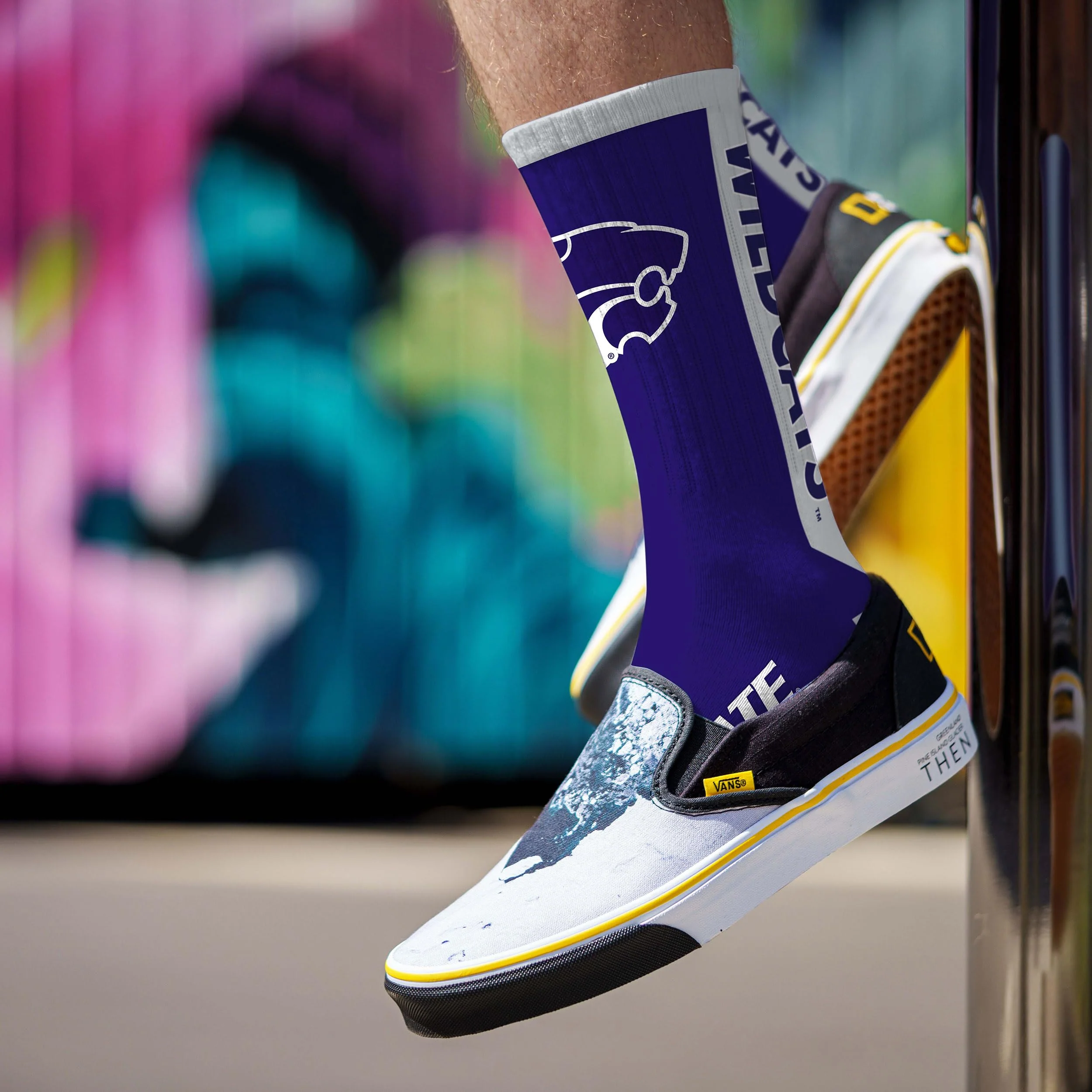 For Bare Feet NCAA KANSAS STATE WILDCATS MVP Crew Sock Team Color Large - Image 3