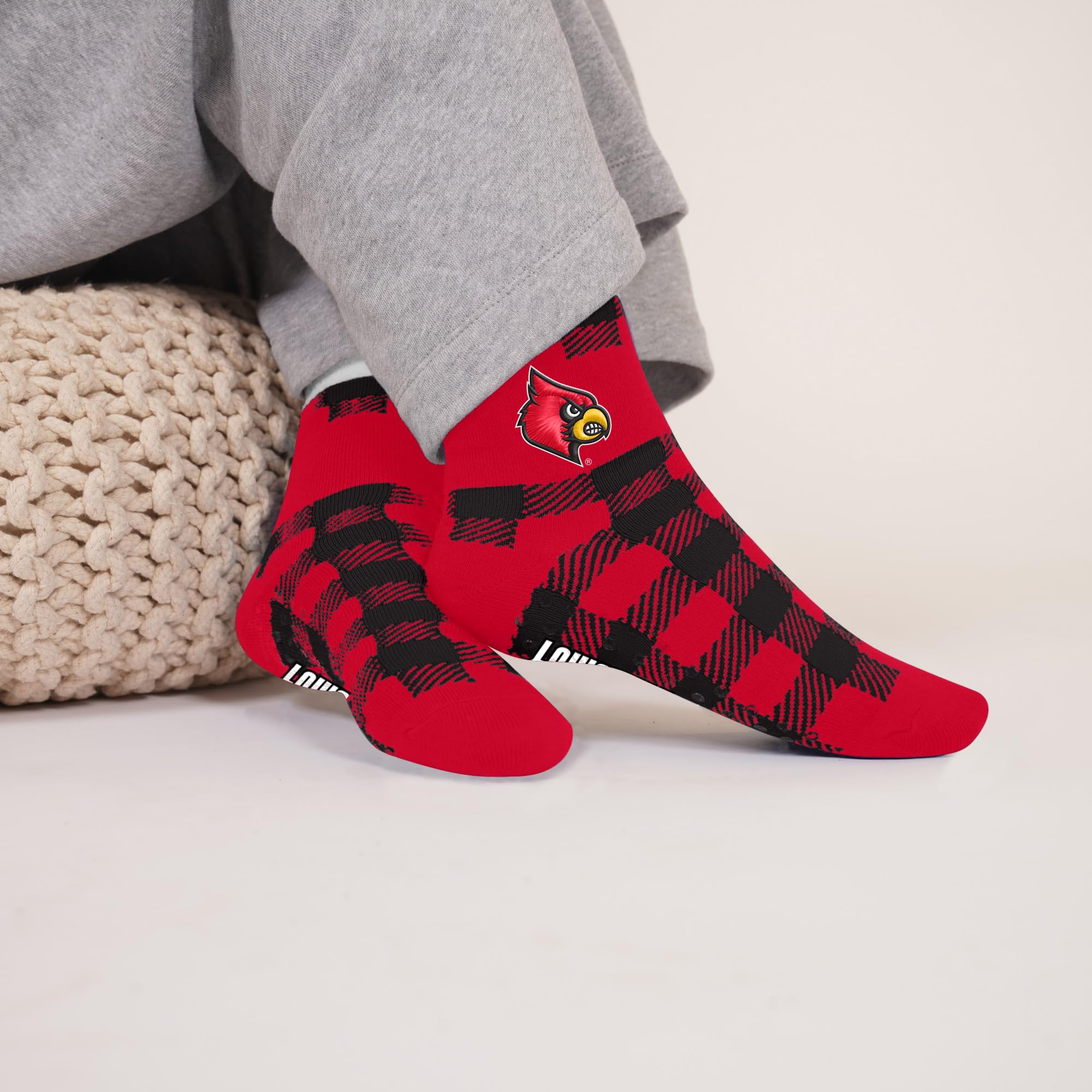 For Bare Feet NCAA LOUISVILLE CARDINALS Cozy Buff Plush Cabin Sock Team Color OSFM - Image 3