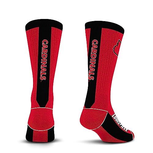 For Bare Feet NCAA LOUISVILLE CARDINALS MVP Crew Sock Team Color Large - Image 4