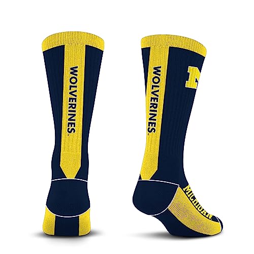 For Bare Feet NCAA MICHIGAN WOLVERINES MVP Crew Sock Team Color Large - Image 8