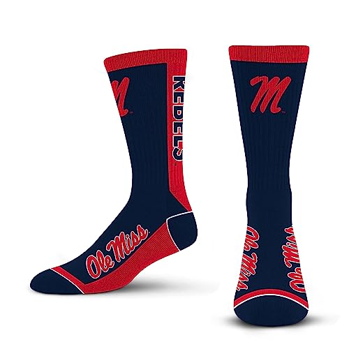 For Bare Feet NCAA MISSISSIPPI REBELS MVP Crew Sock Team Color Large - Image 4