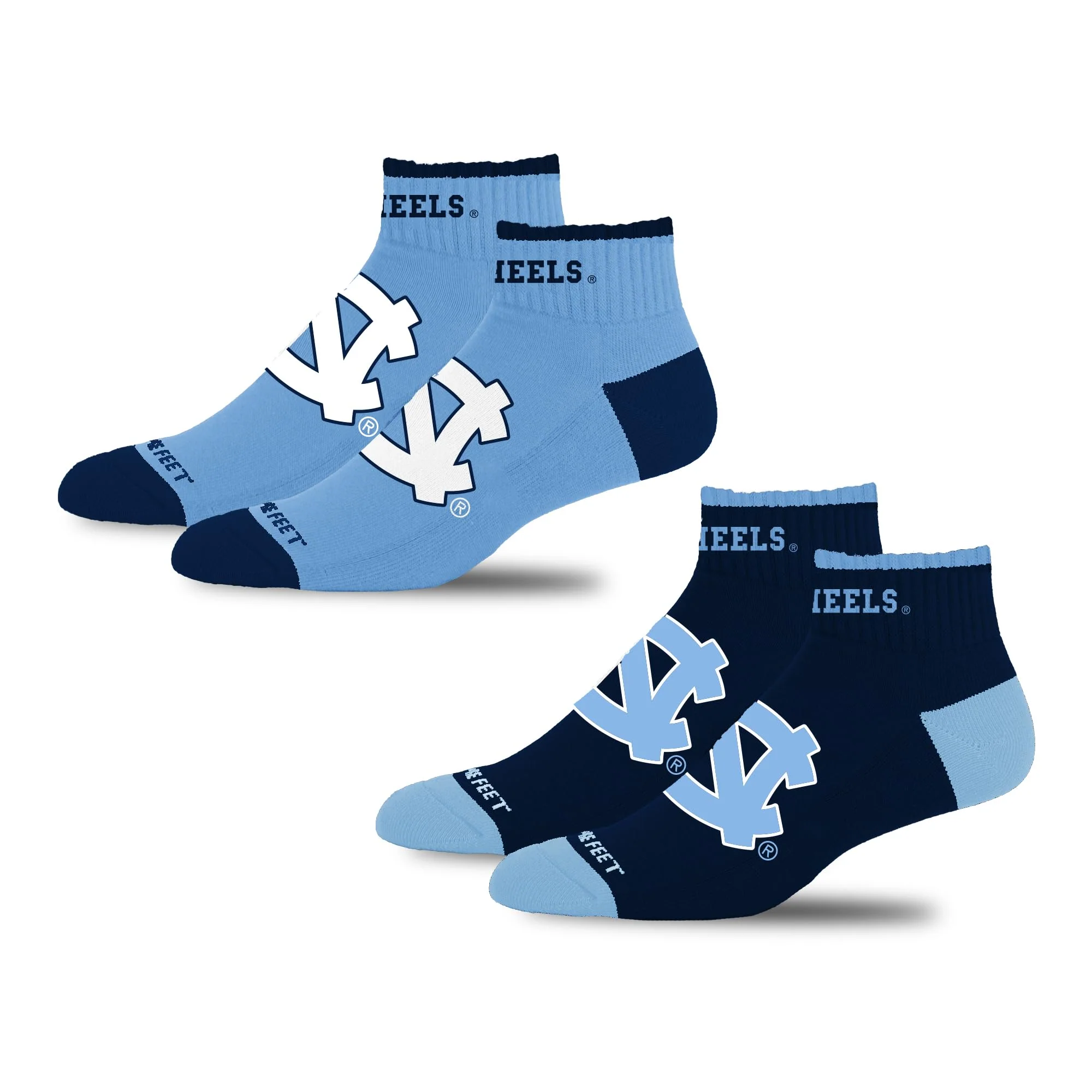 For Bare Feet NCAA NORTH CAROLINA TARHEELS Front and Center 2 Pack Team Colors Large - Image 3