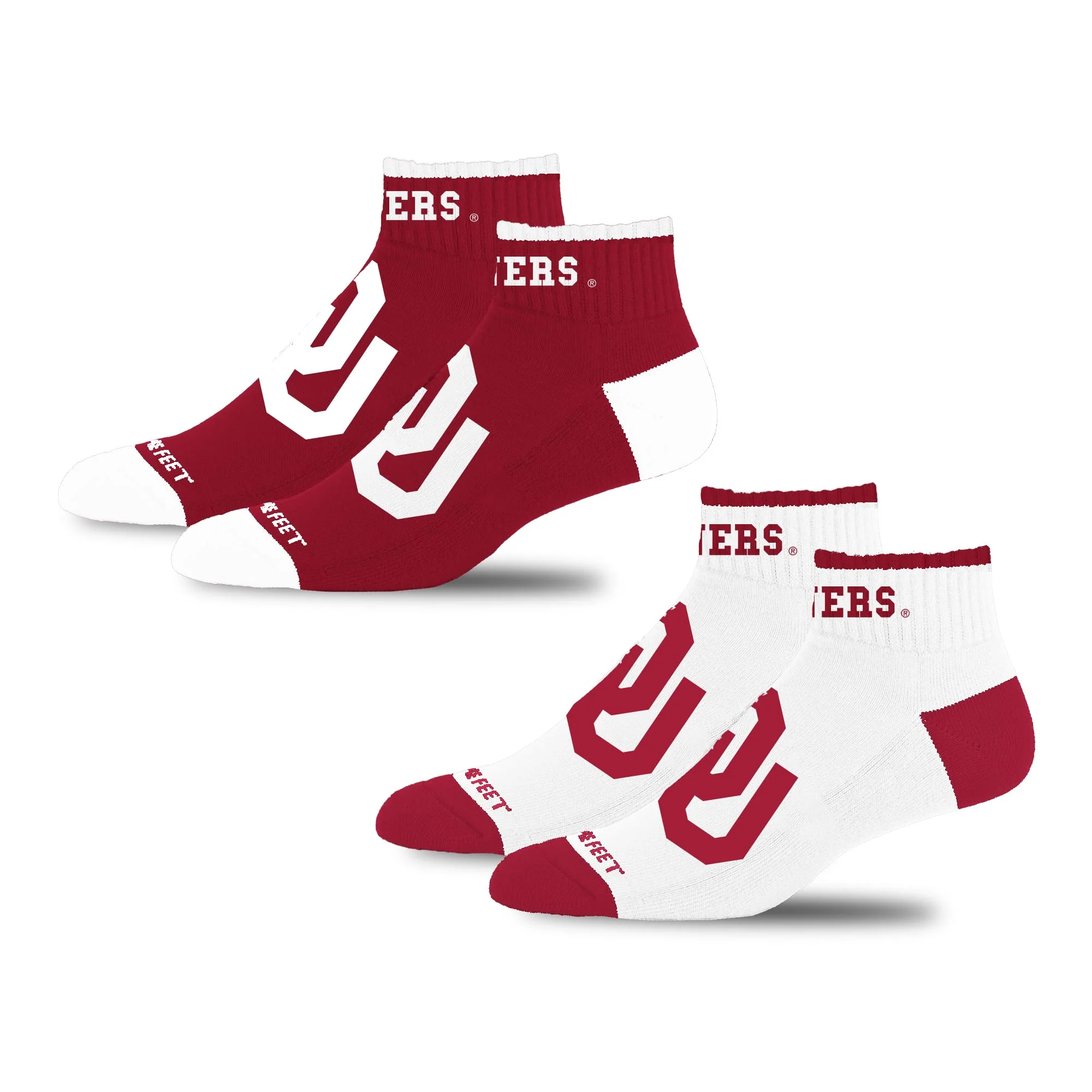 For Bare Feet NCAA OKLAHOMA SOONERS Front and Center 2 Pack Team Colors Large - Image 3