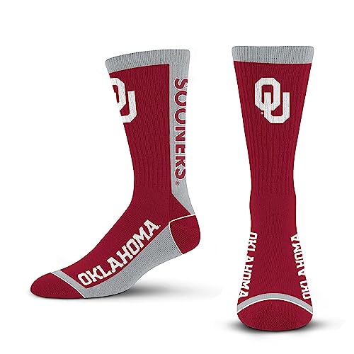 For Bare Feet NCAA OKLAHOMA SOONERS MVP Crew Sock Team Color Large - Image 4