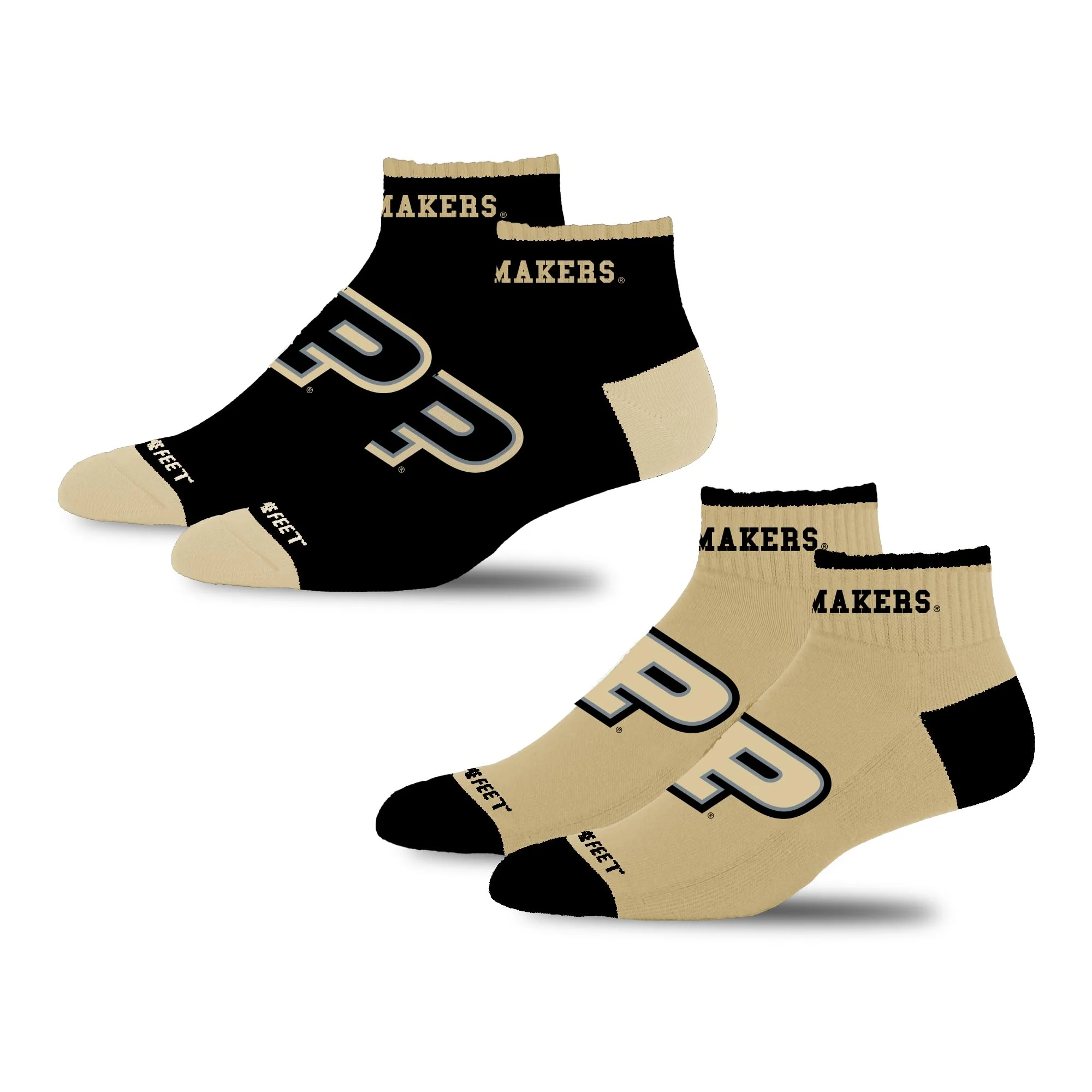 For Bare Feet NCAA PURDUE BOILERMAKERS Front and Center 2 Pack Team Colors Large - Image 3