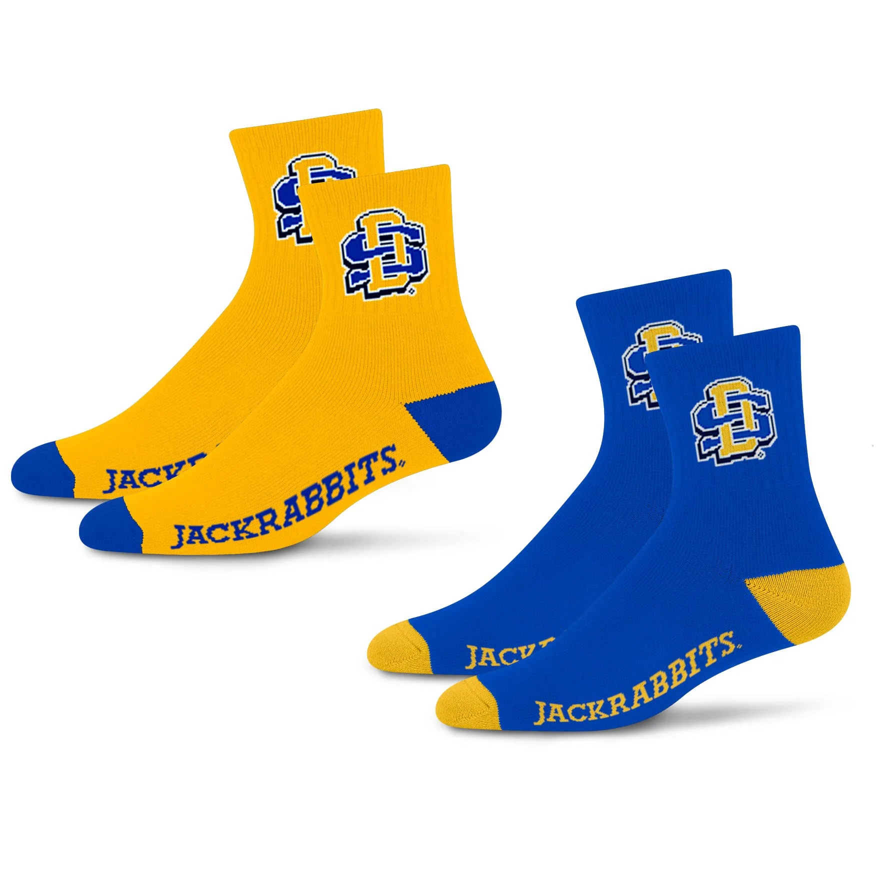 For Bare Feet NCAA South Dakota State Jackrabbits Quarter Sock Two Pack Team Colors Large