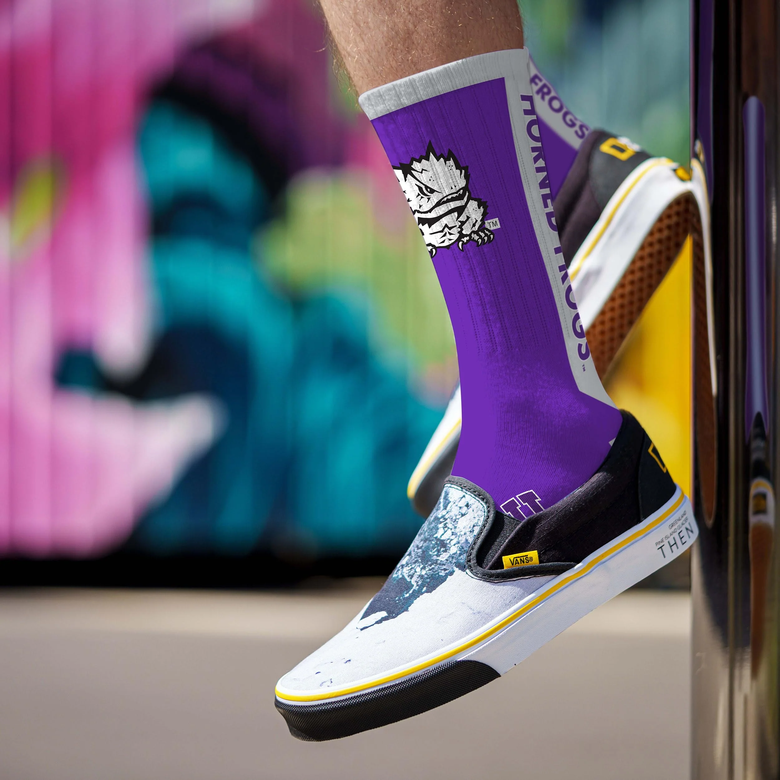 For Bare Feet NCAA TCU HORNED FROGS MVP Crew Sock Team Color Large - Image 3