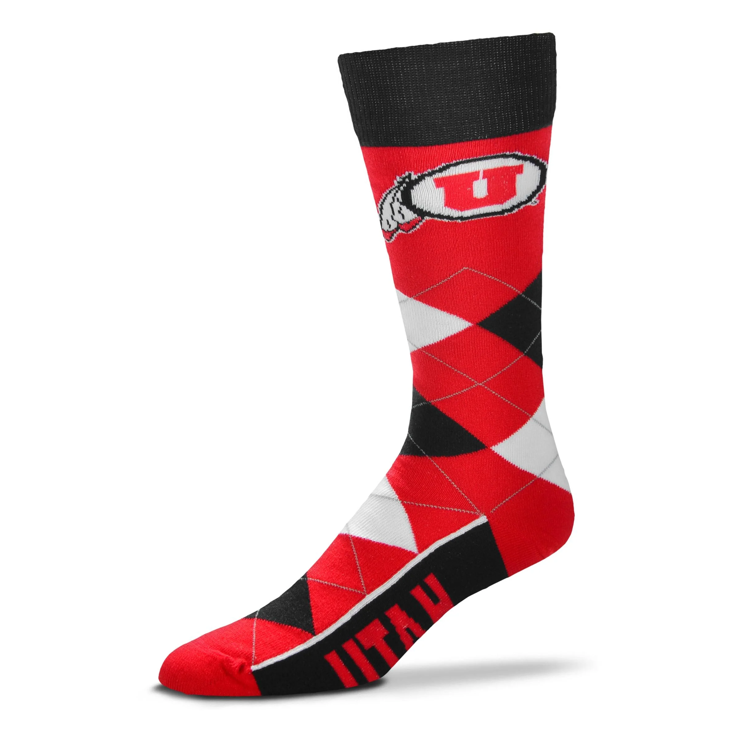For Bare Feet NCAA Utah Utes Argyle Line Up Dress Sock Team Color OSFM