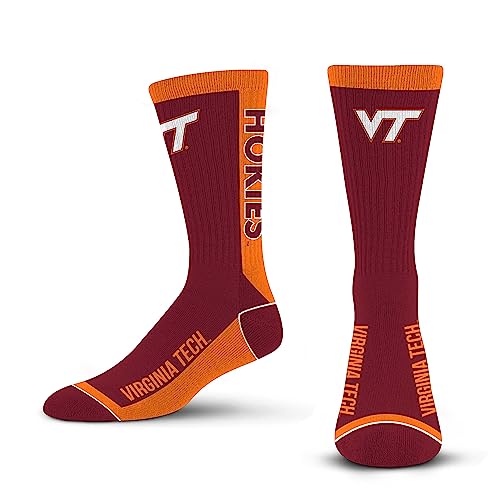 For Bare Feet NCAA VIRGINIA TECH HOKIES MVP Crew Sock Team Color Large - Image 4