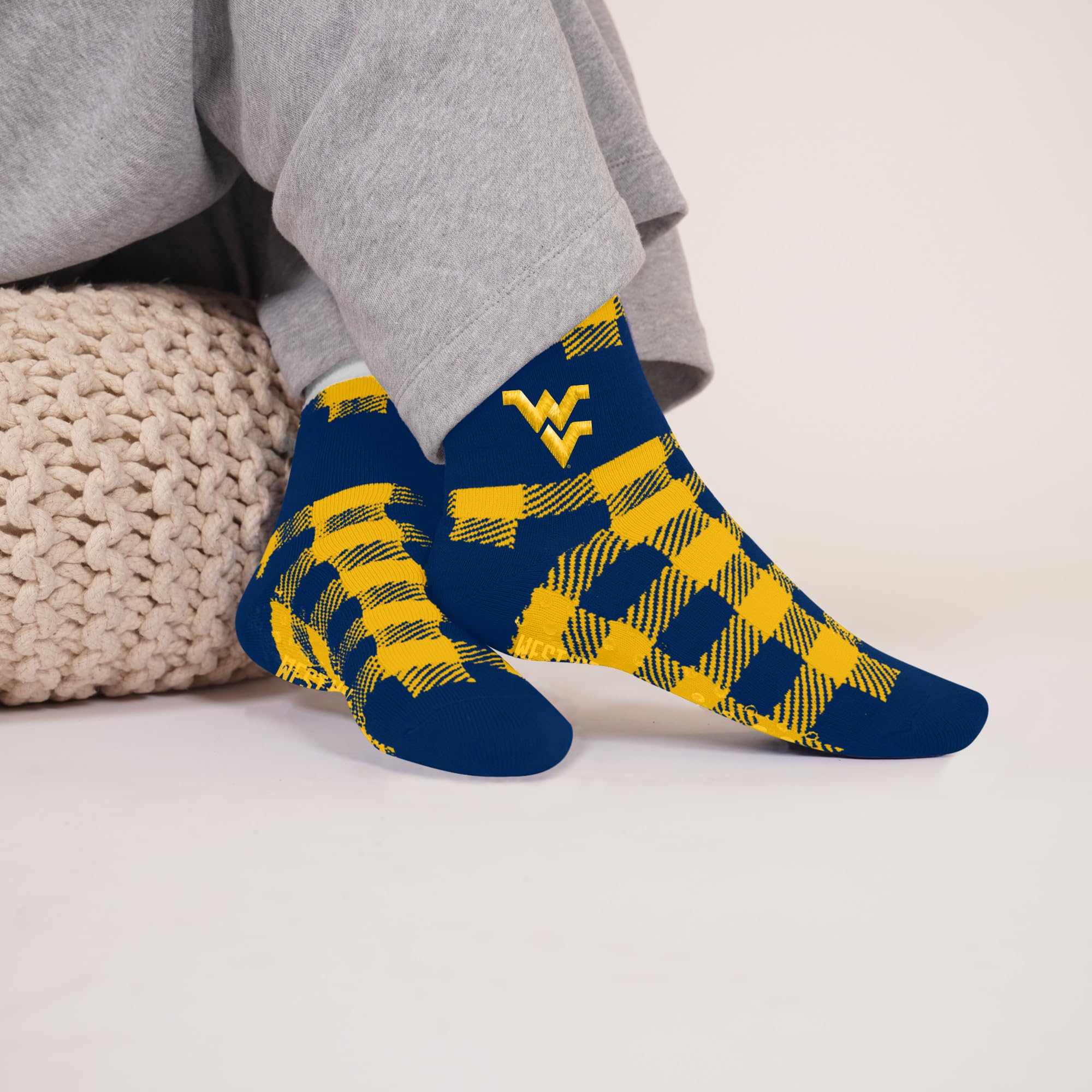 For Bare Feet NCAA WEST VIRGINIA MOUNTAINEERS Cozy Buff Plush Cabin Sock Team Color OSFM - Image 2