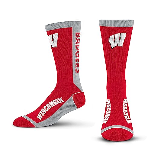 For Bare Feet NCAA WISCONSIN BADGERS MVP Crew Sock Team Color Large - Image 4