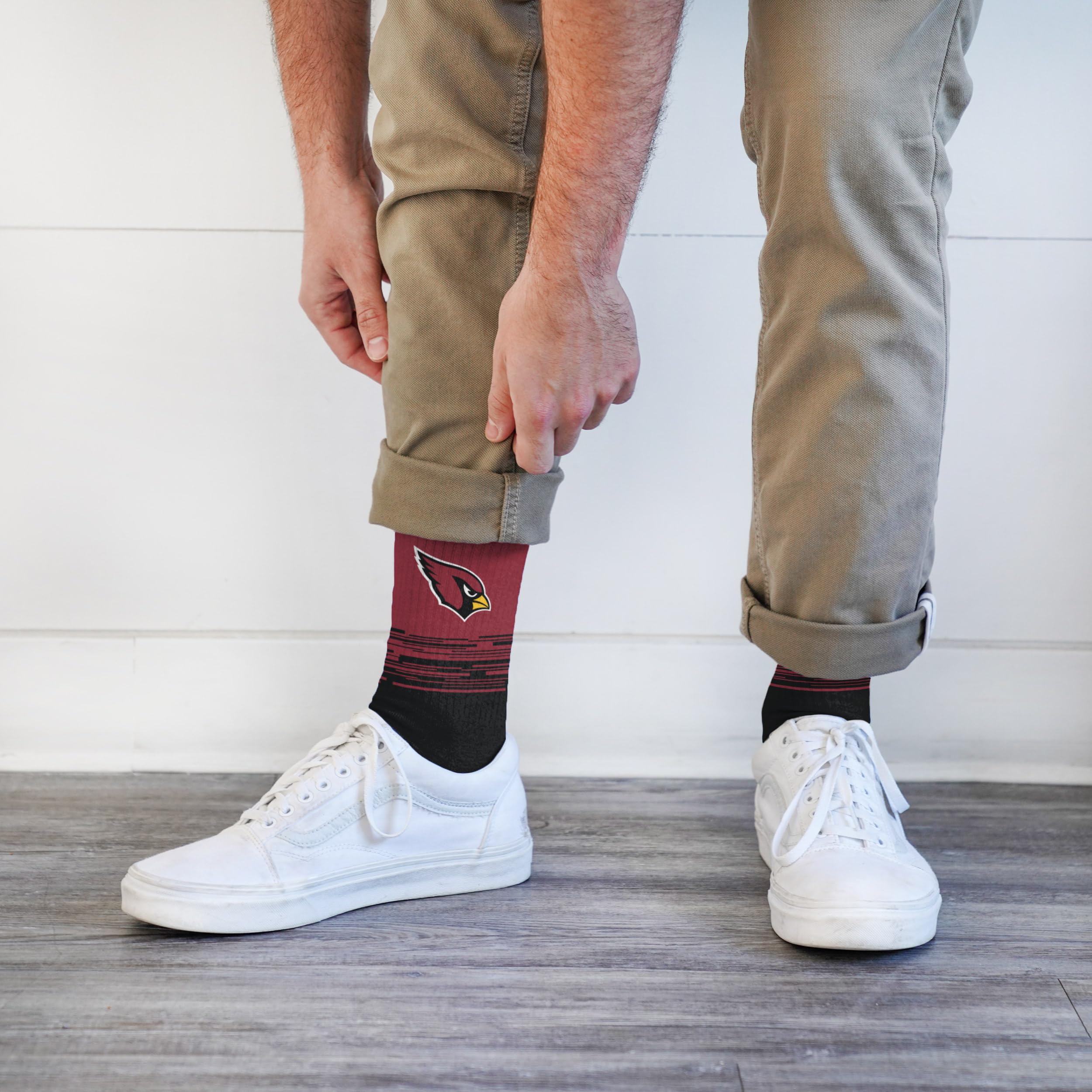 For Bare Feet NFL ARIZONA CARDINALS Elevate Premium Dress Crew Sock Team Color Large - Image 3