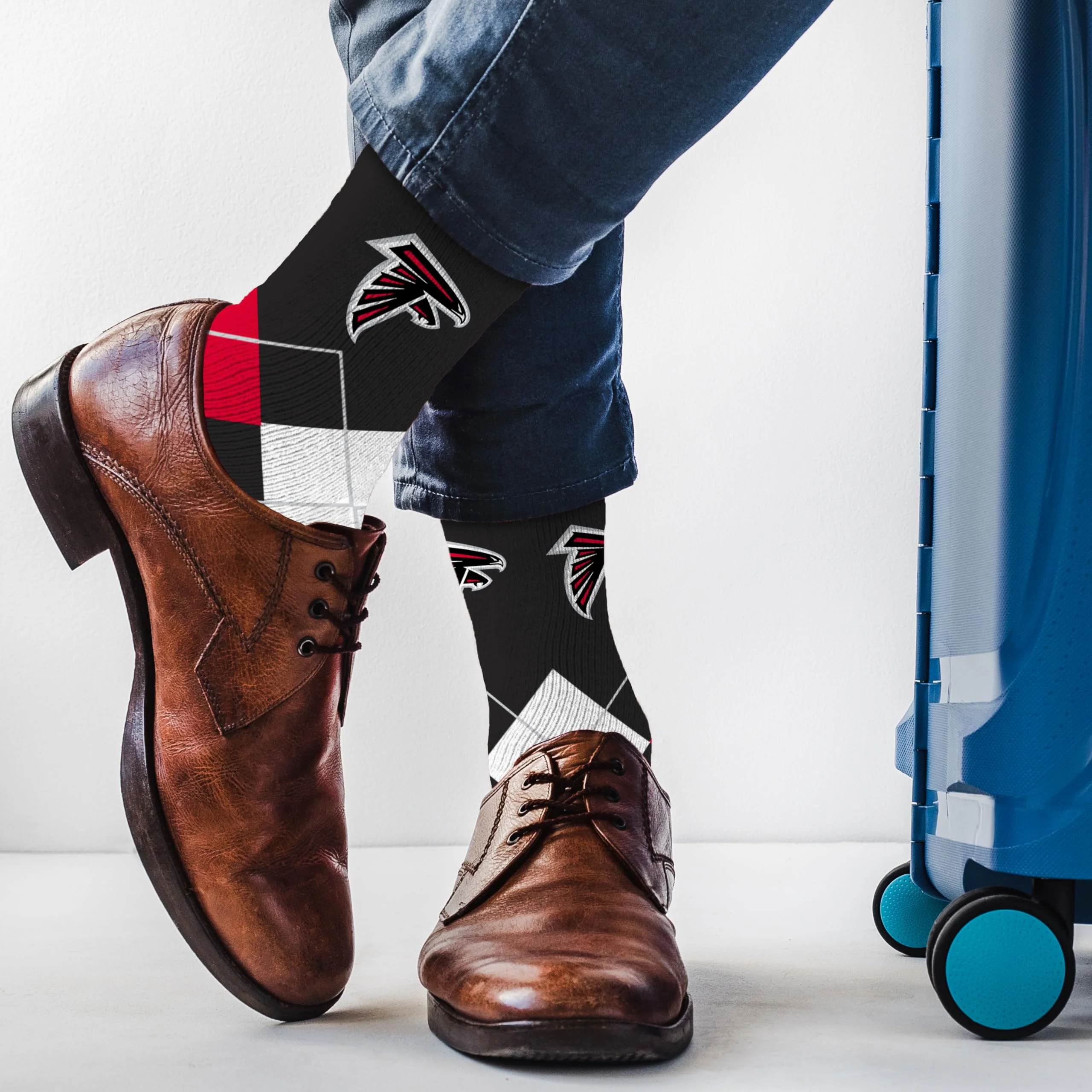 For Bare Feet NFL ATLANTA FALCONS Argyle Remix Premium Dress Sock Team Color OSFM - Image 3