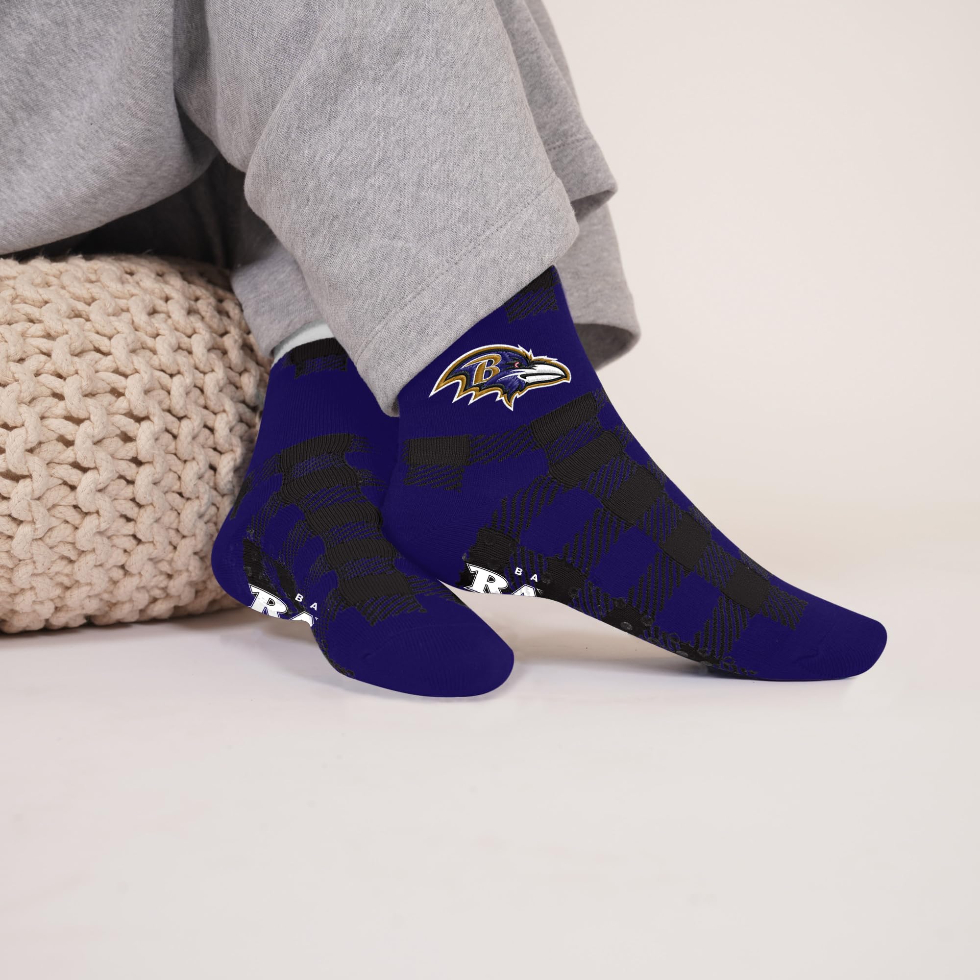 For Bare Feet NFL BALTIMORE RAVENS Cozy Buff Plush Cabin Sock Team Color OSFM - Image 2