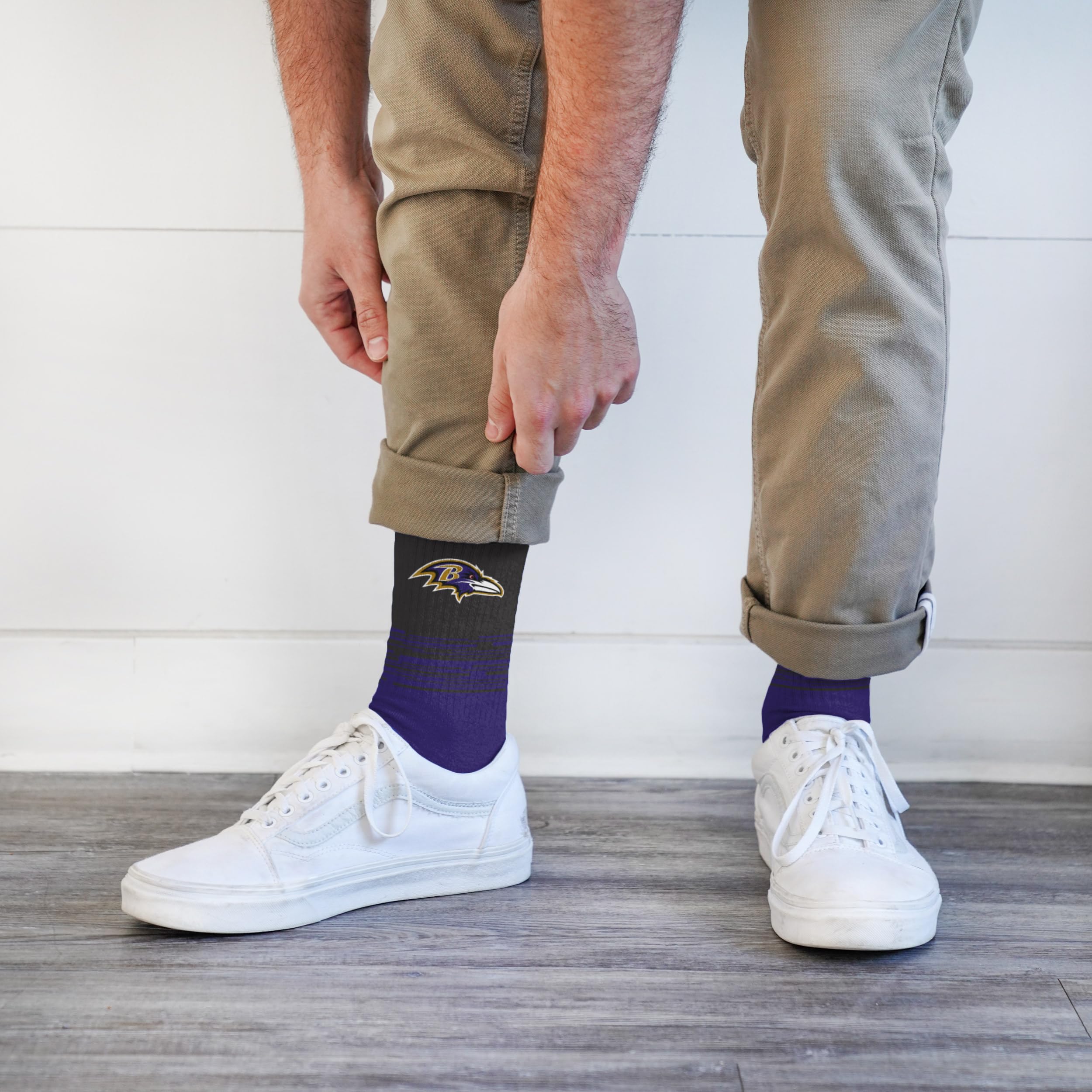 For Bare Feet NFL BALTIMORE RAVENS Elevate Premium Dress Crew Sock Team Color Large - Image 3