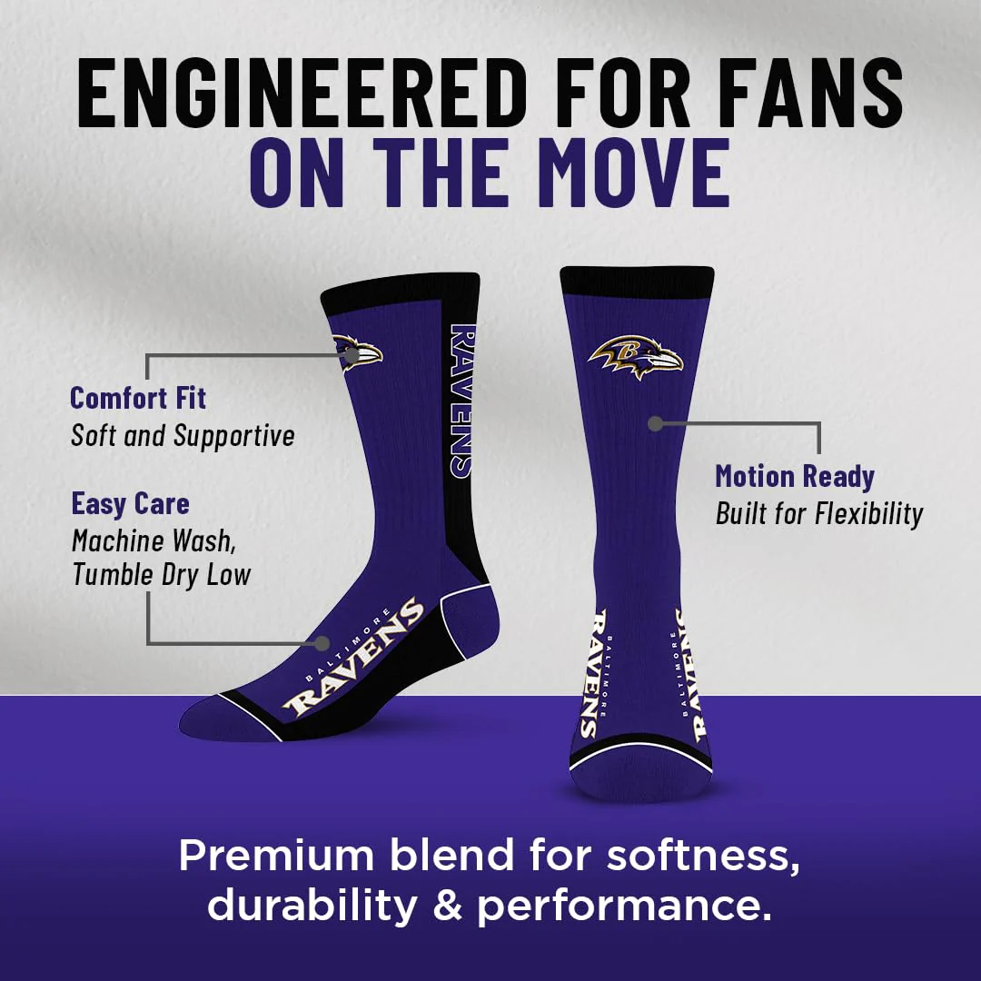 For Bare Feet NFL BALTIMORE RAVENS MVP Crew Sock Team Color Youth - Image 8