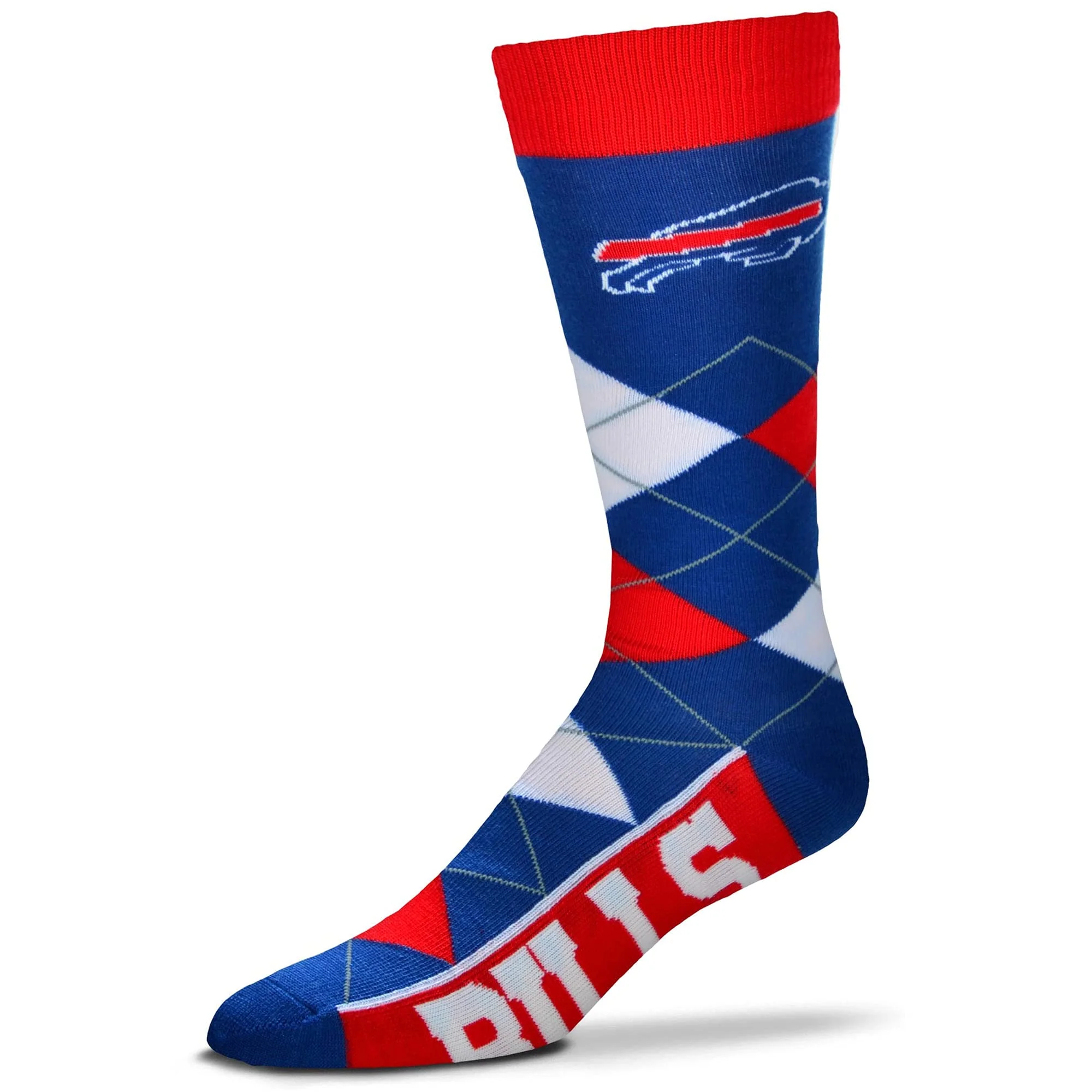 For Bare Feet NFL Buffalo Bills Argyle Line Up Dress Sock Team Color OSFM