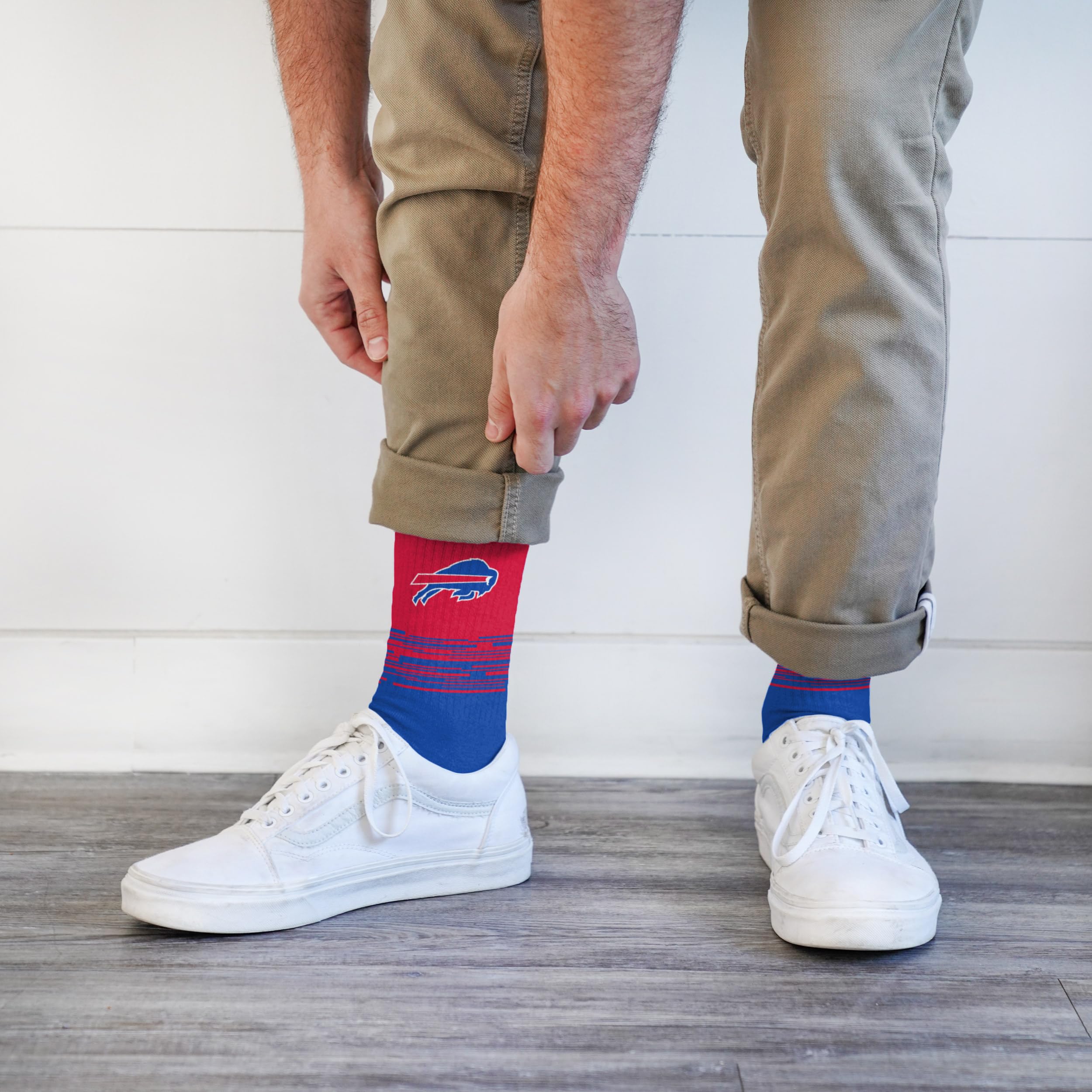 For Bare Feet NFL BUFFALO BILLS Elevate Premium Dress Crew Sock Team Color Large - Image 3