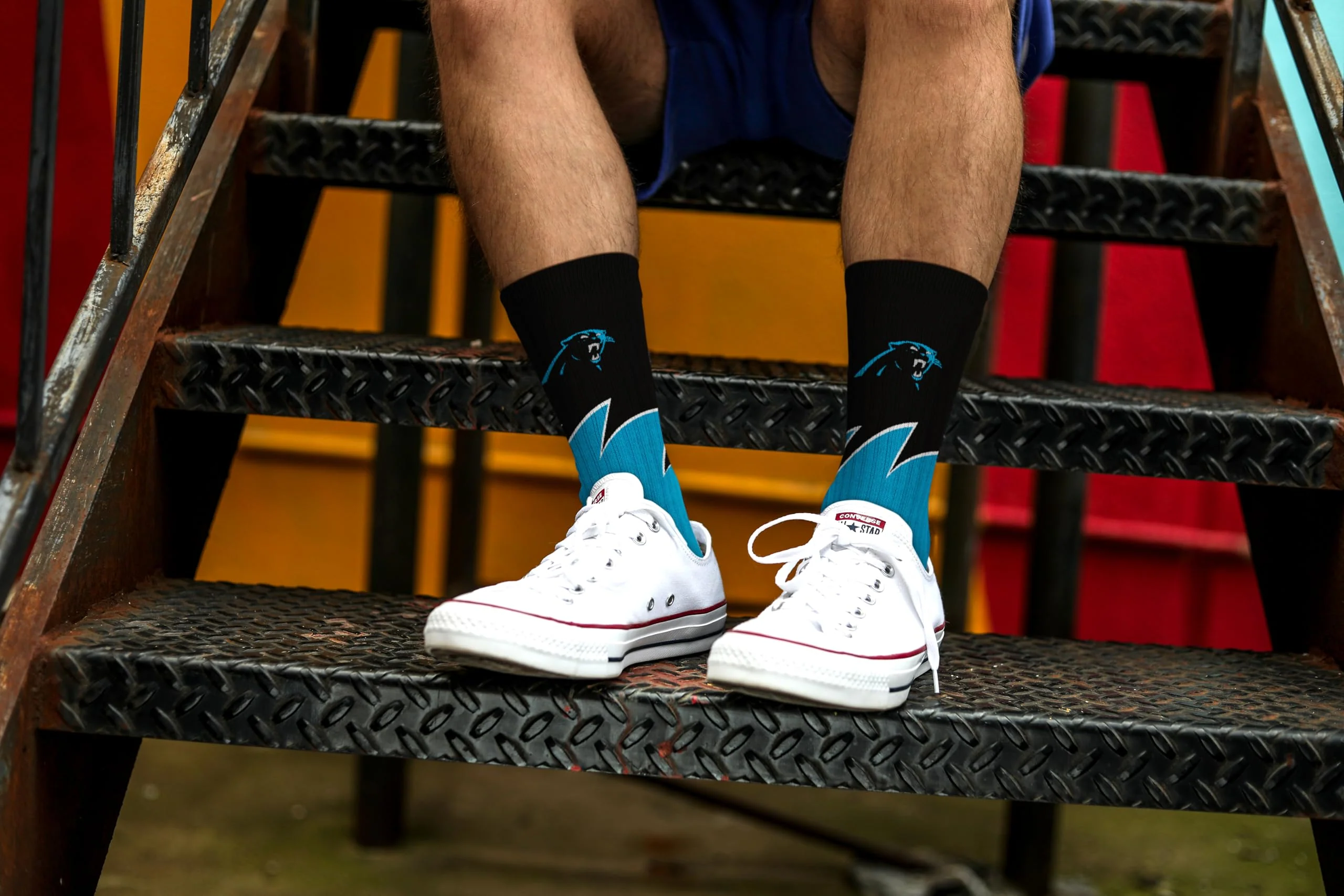 For Bare Feet NFL CAROLINA PANTHERS Black Wave Crew Sock Team Color YOUTH - Image 3