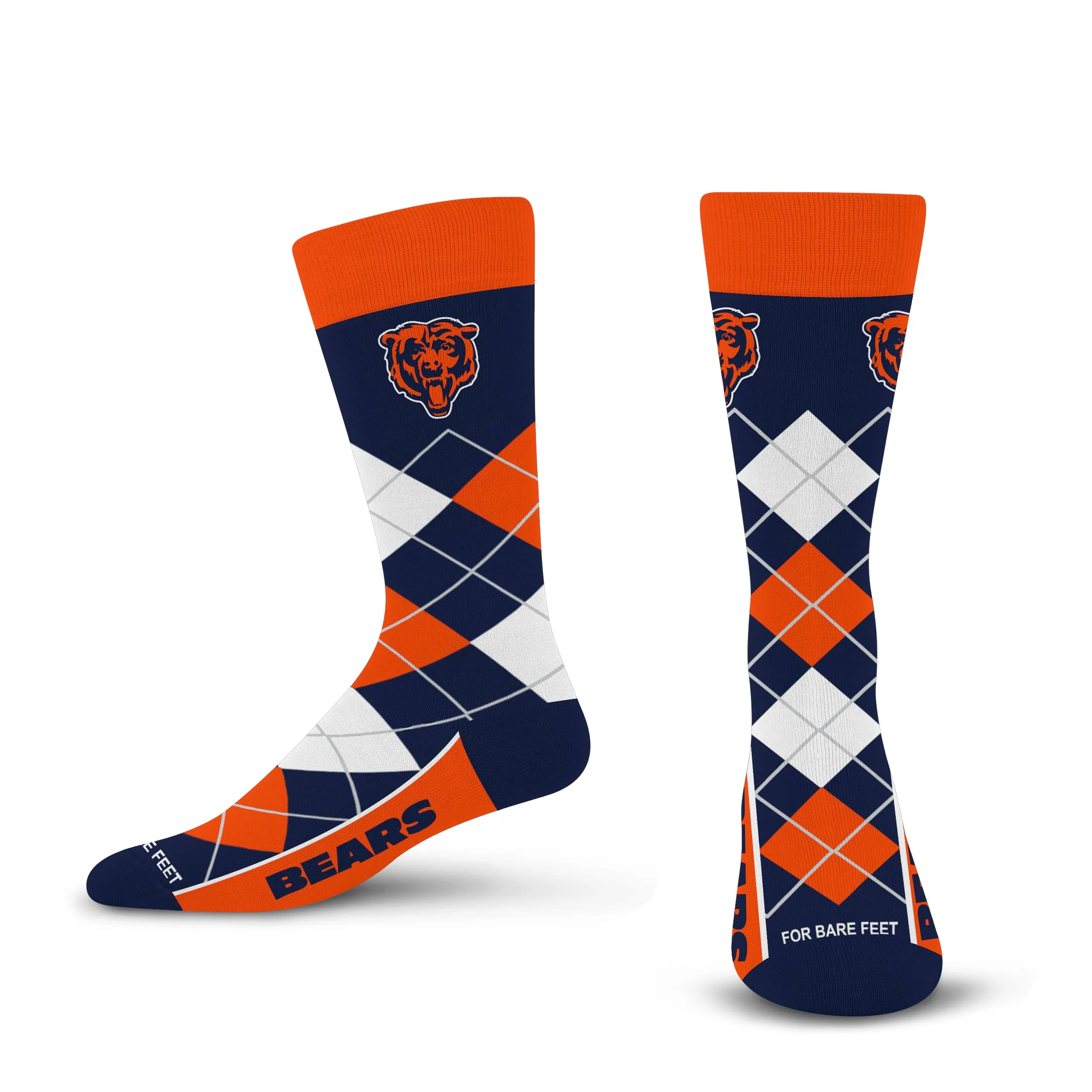 For Bare Feet NFL CHICAGO BEARS Argyle Remix Premium Dress Sock Team Color OSFM