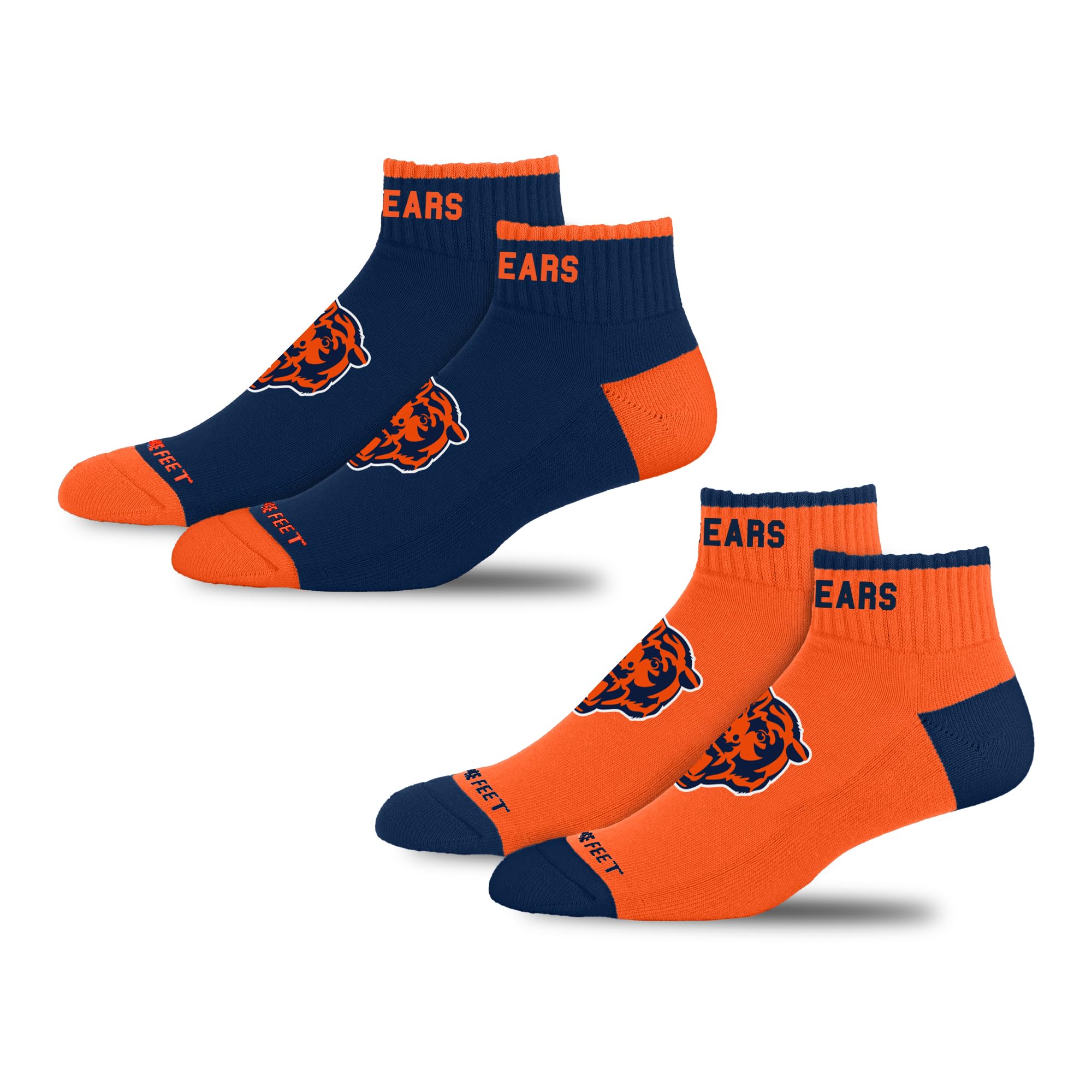 For Bare Feet NFL CHICAGO BEARS Front and Center 2 Pack Team Colors Large