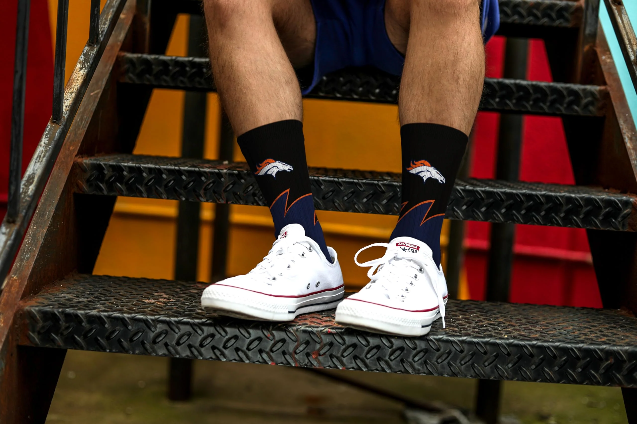 For Bare Feet NFL DENVER BRONCOS Black Wave Crew Sock Team Color YOUTH - Image 3