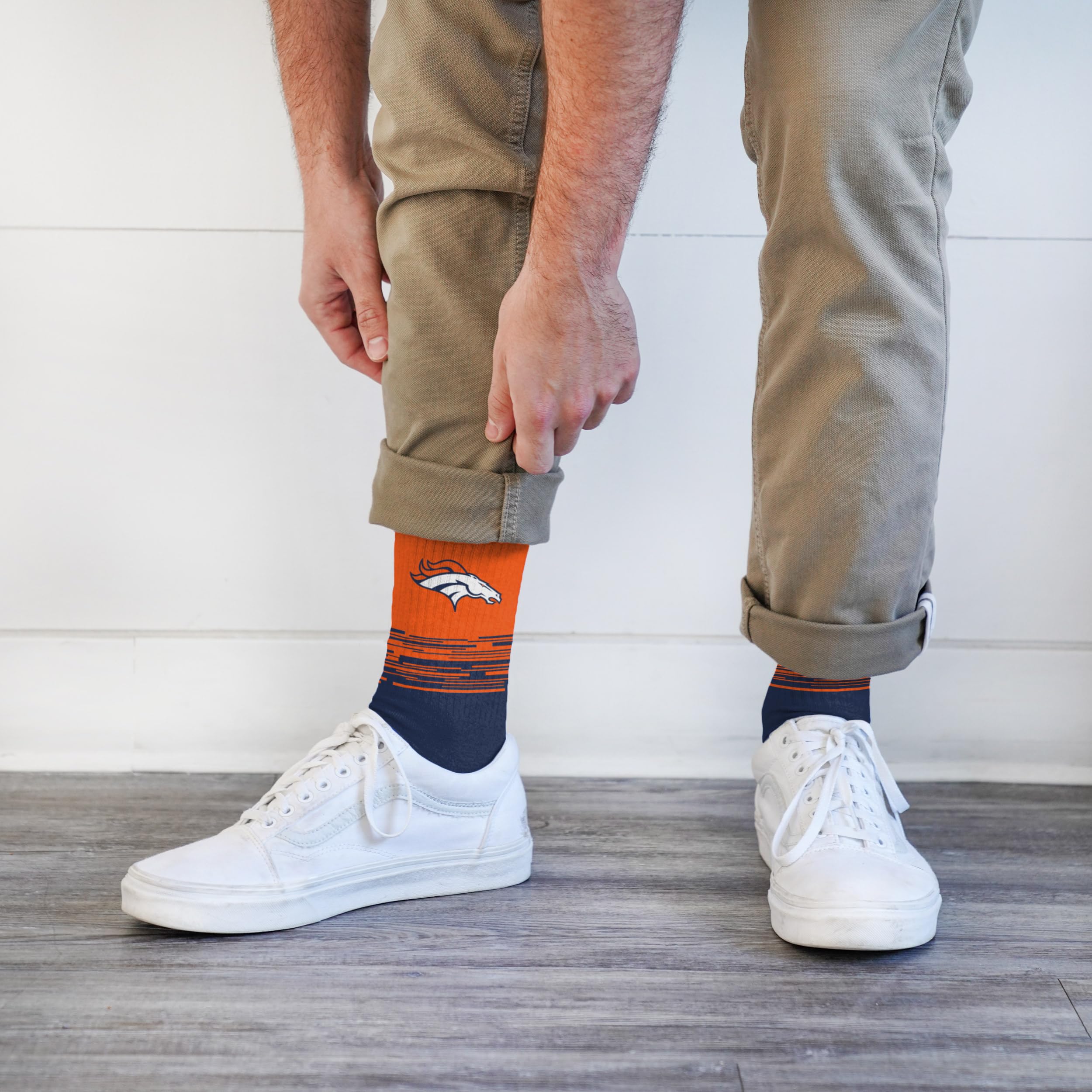 For Bare Feet NFL DENVER BRONCOS Elevate Premium Dress Crew Sock Team Color Large - Image 3