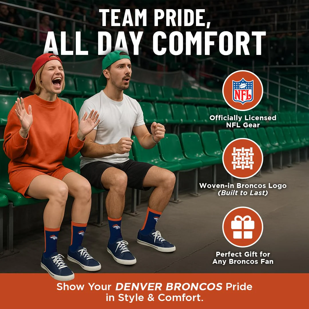 For Bare Feet NFL DENVER BRONCOS MVP Crew Sock Team Color Youth - Image 5