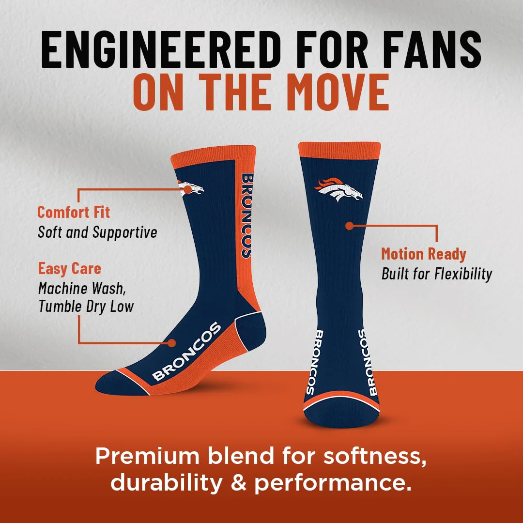 For Bare Feet NFL DENVER BRONCOS MVP Crew Sock Team Color Youth - Image 7