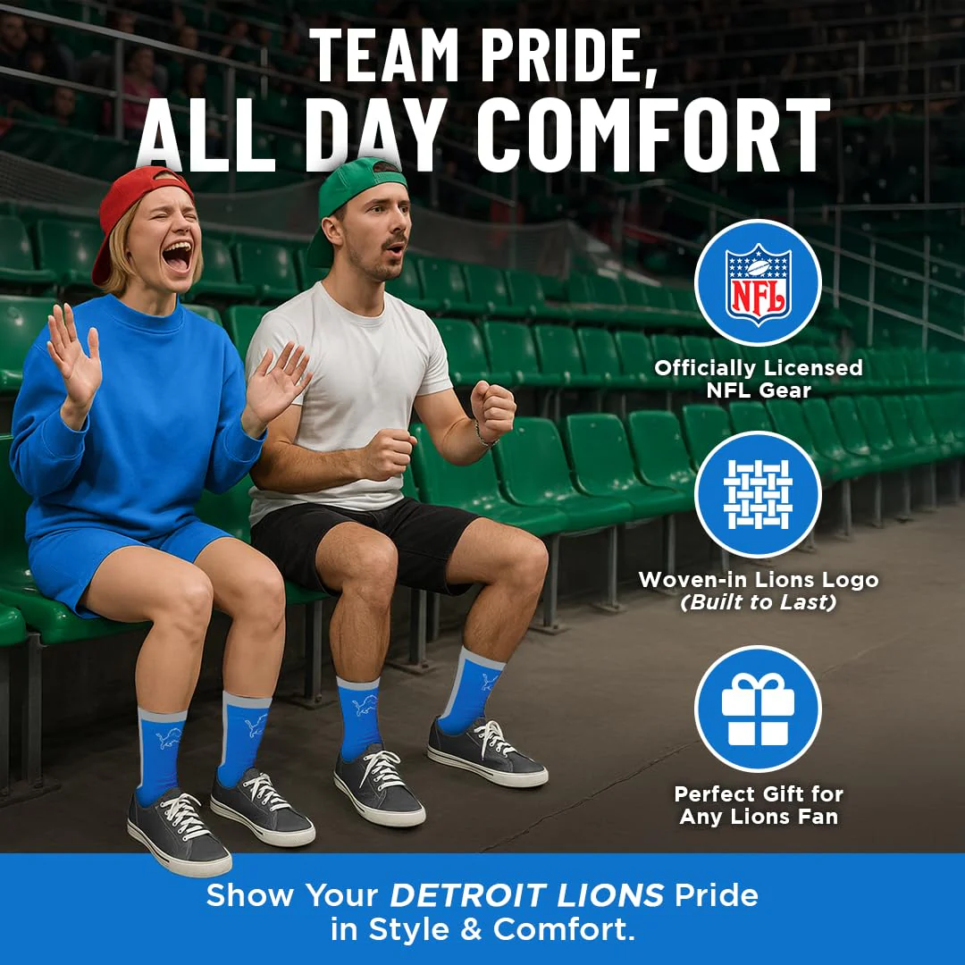 For Bare Feet NFL DETROIT LIONS MVP Crew Sock Team Color Youth - Image 5
