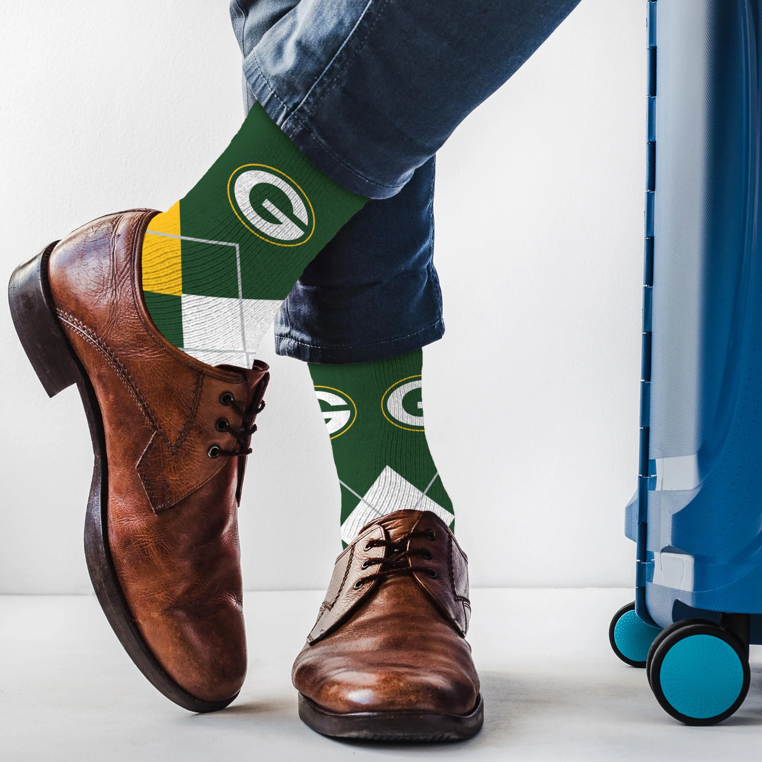For Bare Feet NFL GREEN BAY PACKERS Argyle Remix Premium Dress Sock Team Color OSFM - Image 3