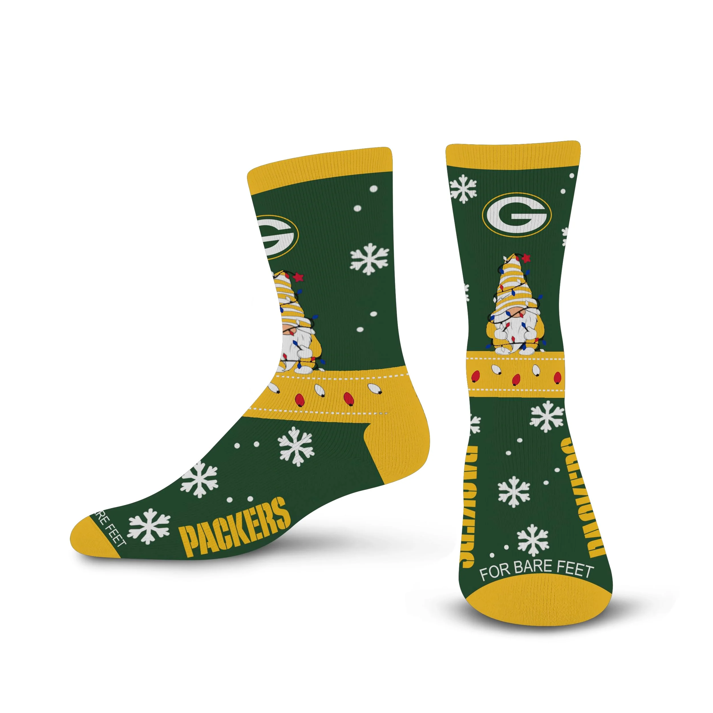 For Bare Feet NFL GREEN BAY PACKERS Holiday Sweater Gnome Team Colors Large