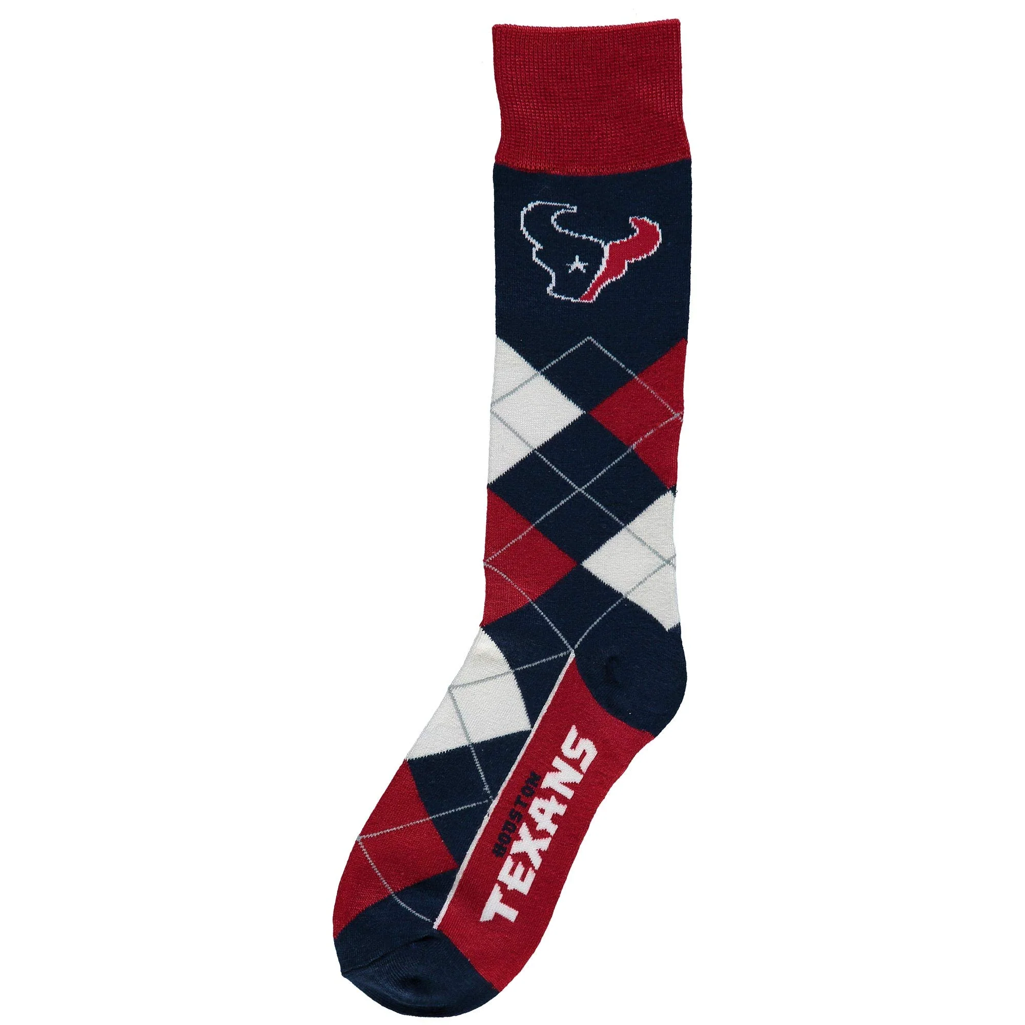 For Bare Feet NFL Houston Texans Argyle Line Up Dress Sock Team Color OSFM - Image 2