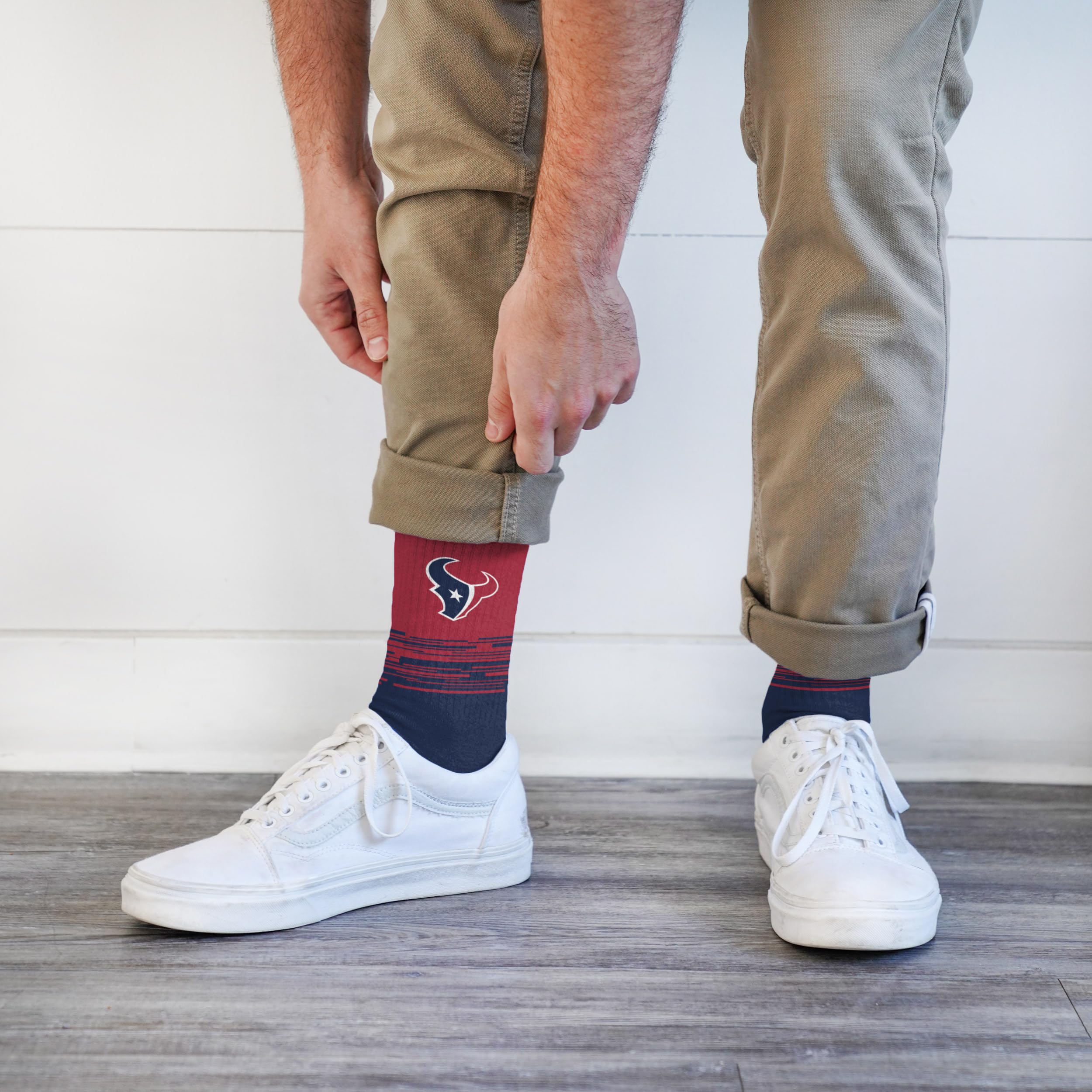 For Bare Feet NFL HOUSTON TEXANS Elevate Premium Dress Crew Sock Team Color Large - Image 3