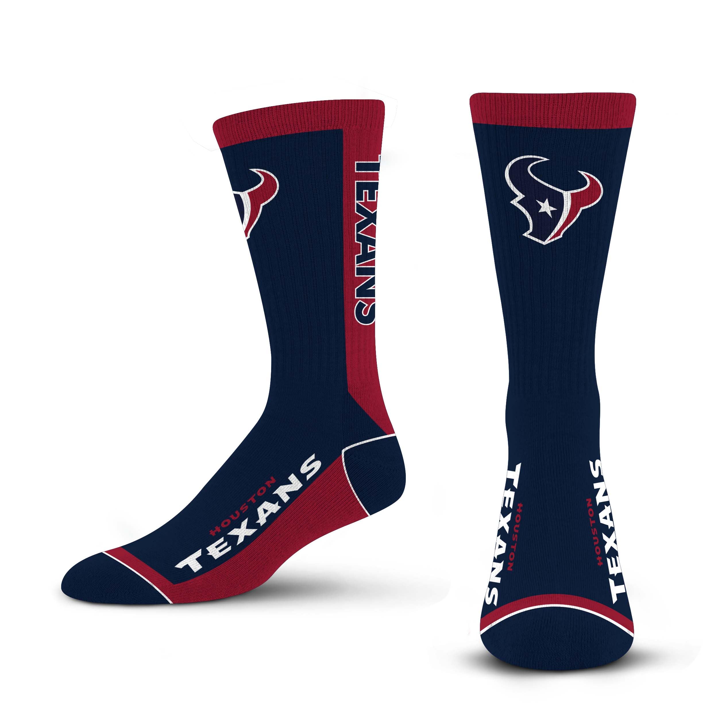 For Bare Feet NFL HOUSTON TEXANS MVP Crew Sock Team Color Large