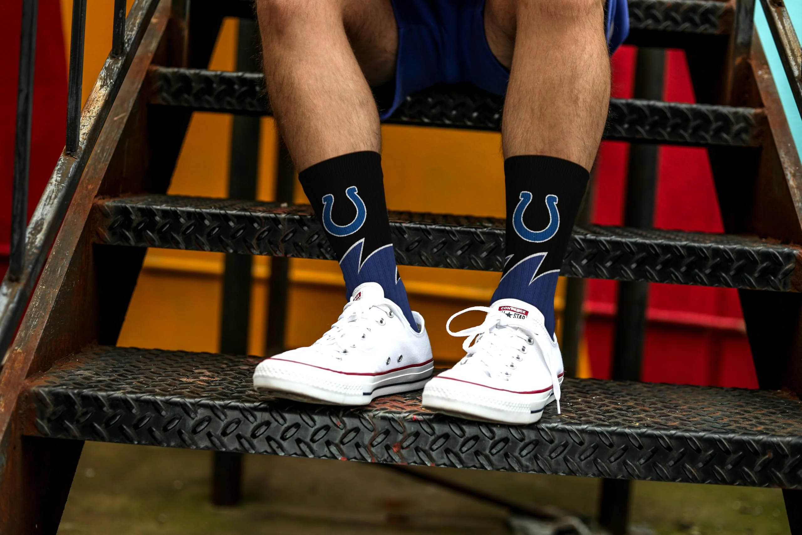 For Bare Feet NFL INDIANAPOLIS COLTS Black Wave Crew Sock Team Color YOUTH - Image 3