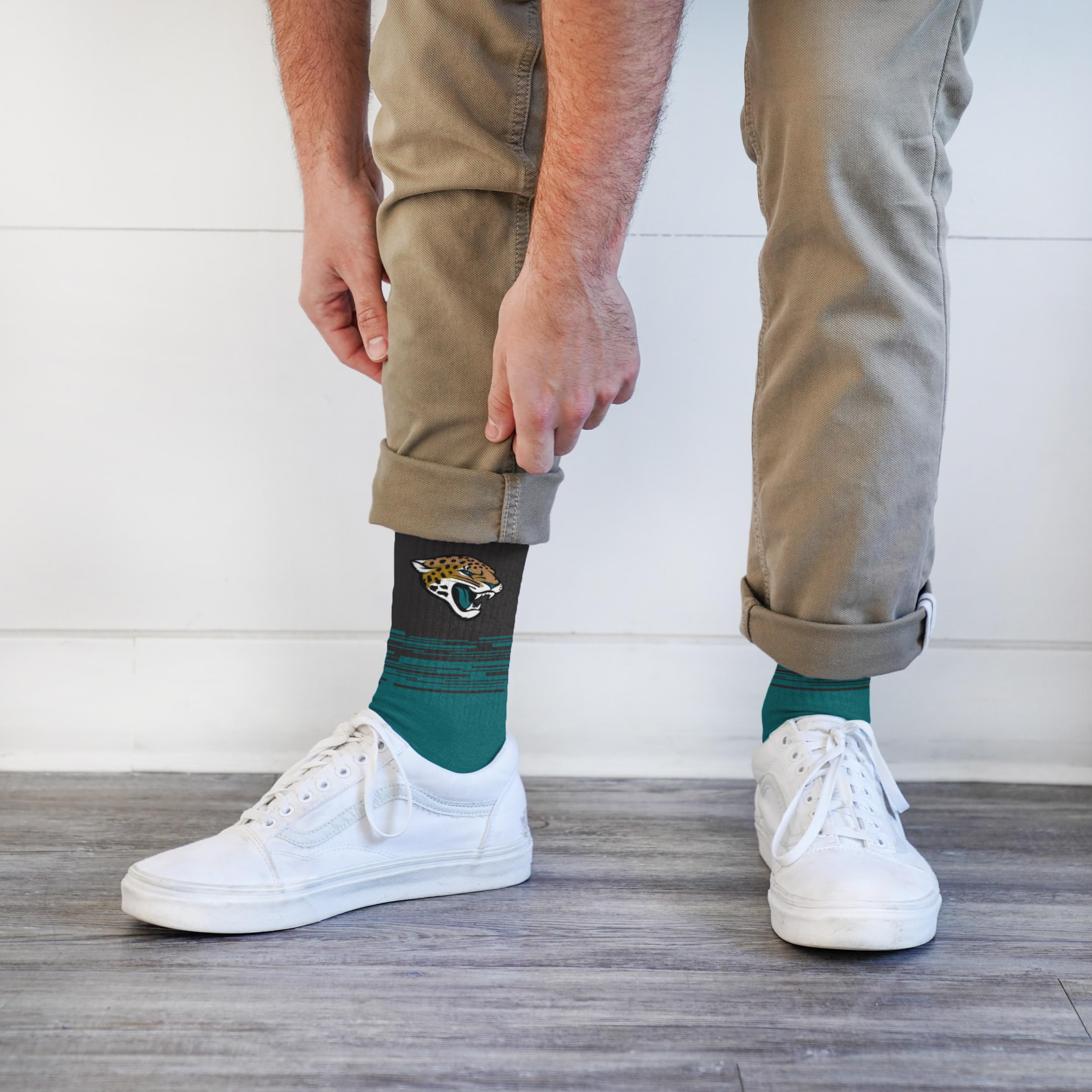 For Bare Feet NFL JACKSONVILLE JAGUARS Elevate Premium Dress Crew Sock Team Color Large - Image 3