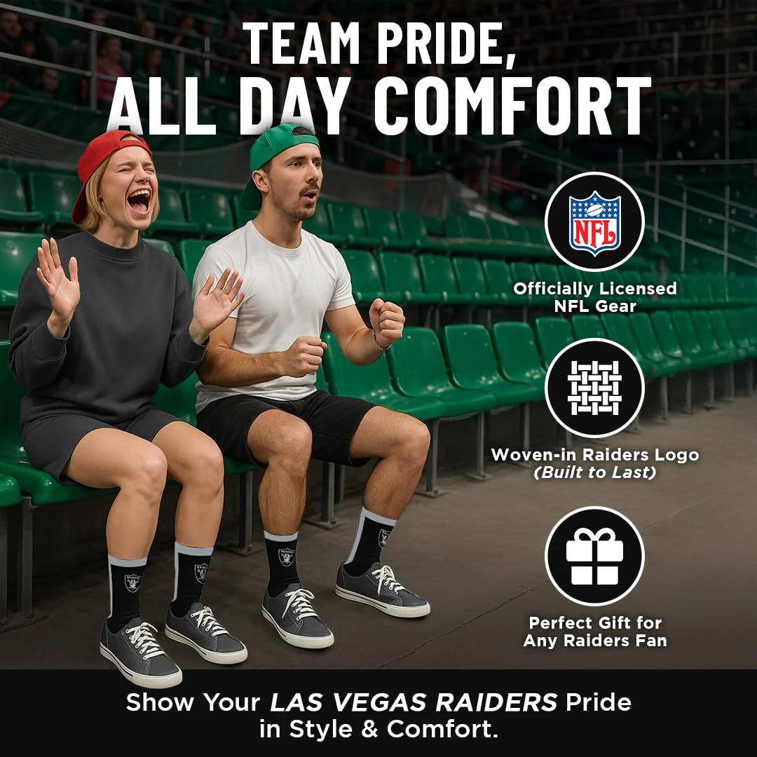 For Bare Feet NFL LAS VEGAS RAIDERS MVP Crew Sock Team Color Youth - Image 5