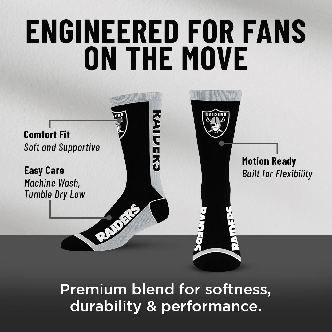 For Bare Feet NFL LAS VEGAS RAIDERS MVP Crew Sock Team Color Youth - Image 7