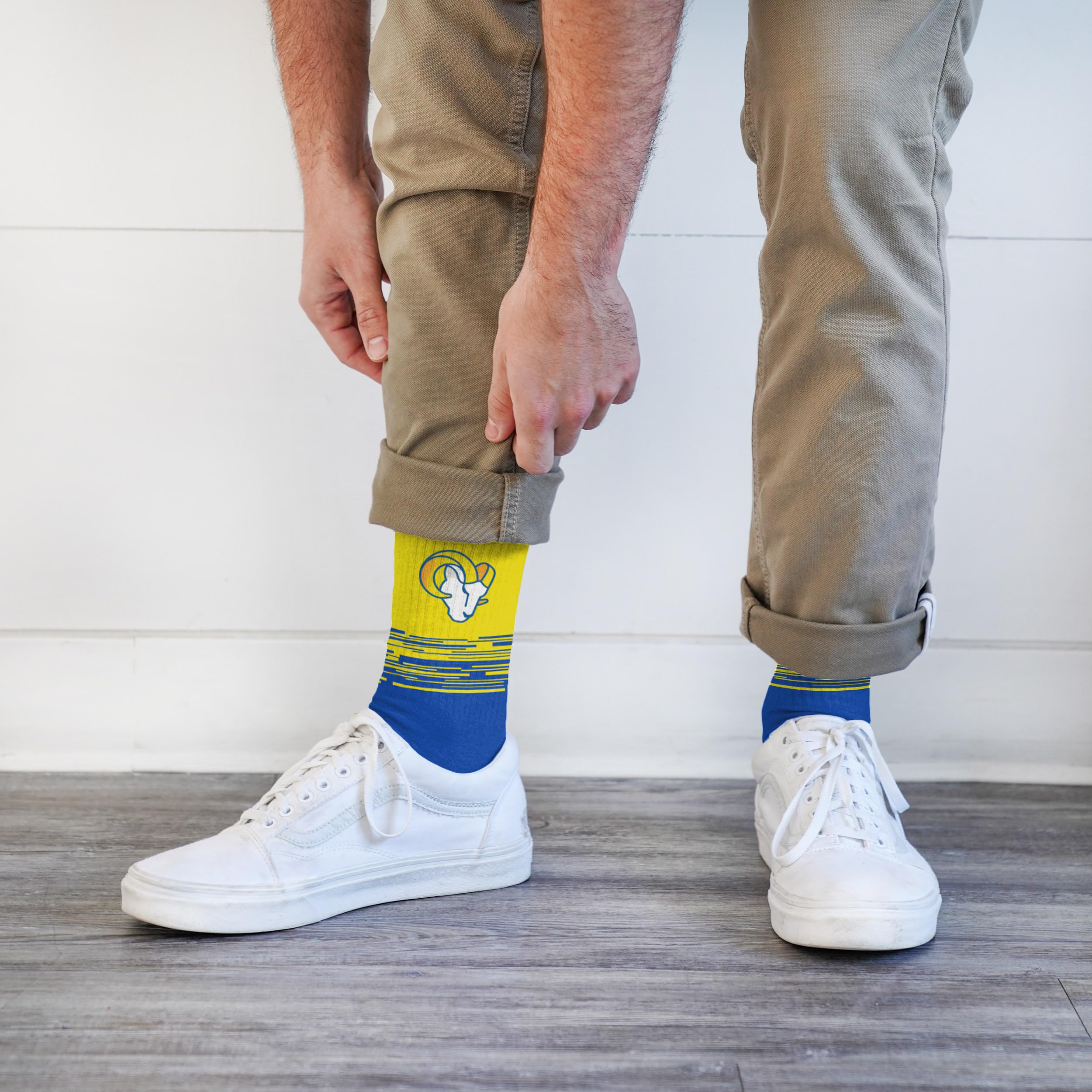 For Bare Feet NFL LOS ANGELES RAMS Elevate Premium Dress Crew Sock Team Color Large - Image 3